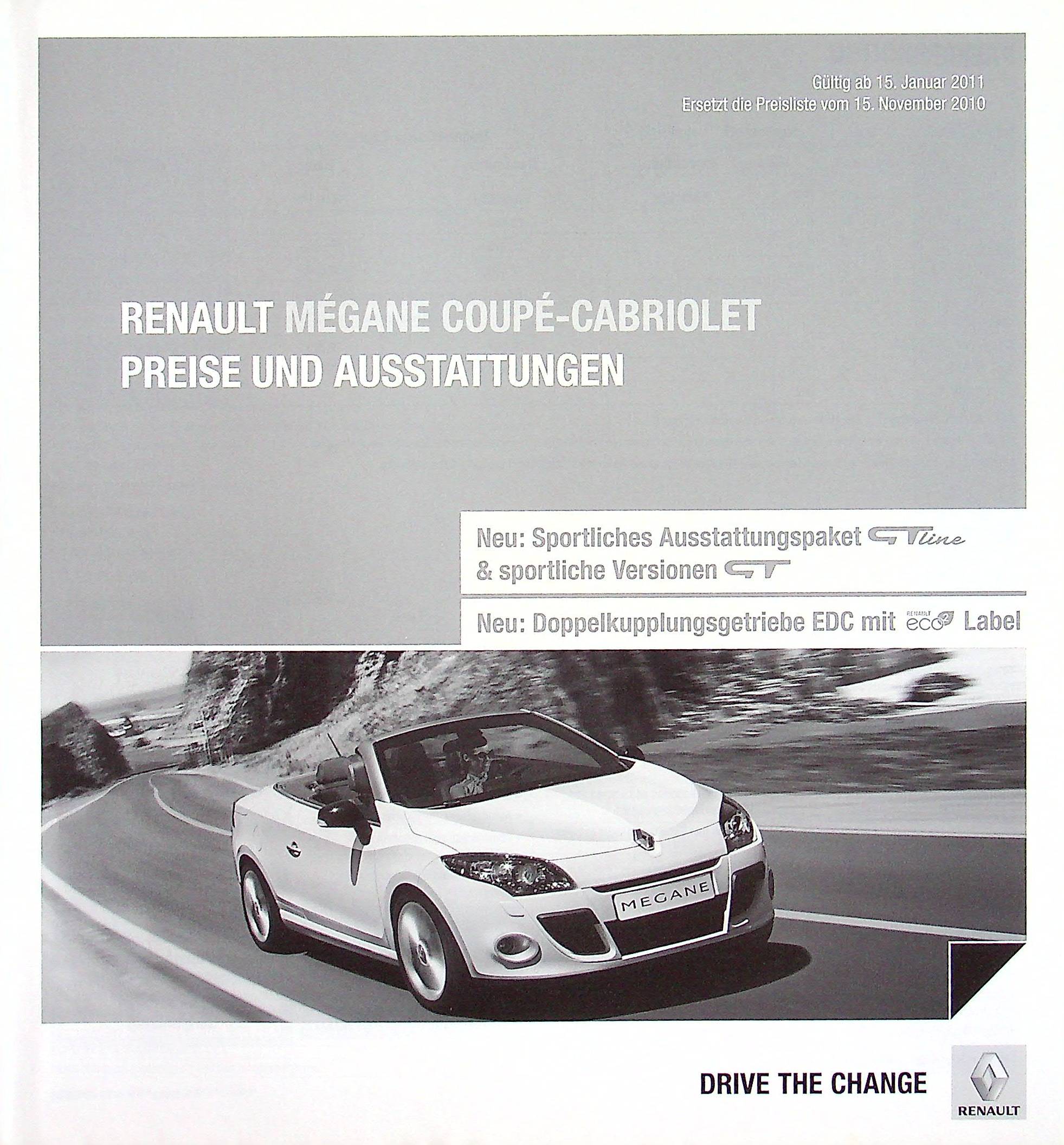 Renault Megane CC - Preisliste & Extras - Prospekt 01/2011