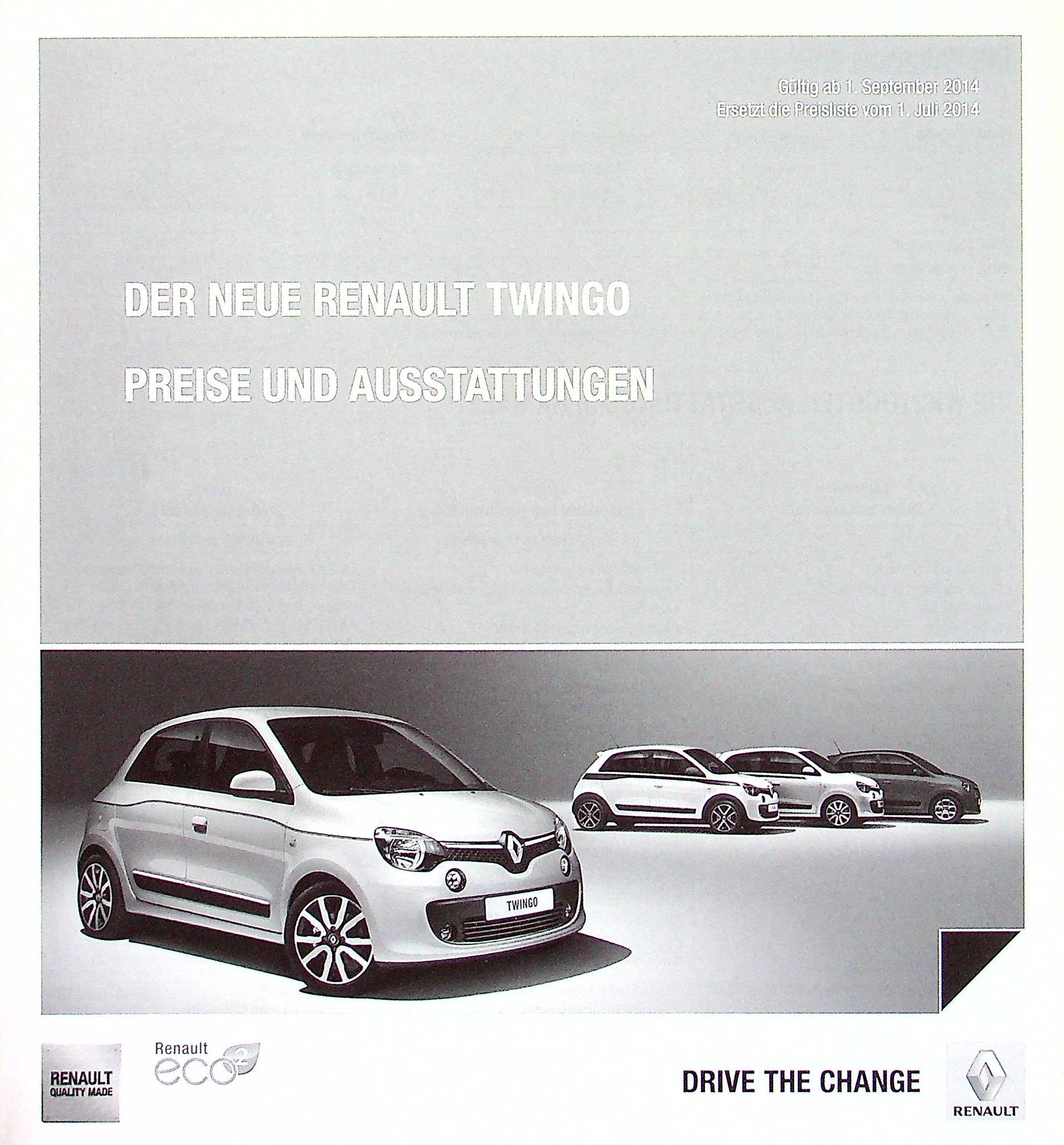 Renault Twingo - Preisliste & Extras - Prospekt 09/2014