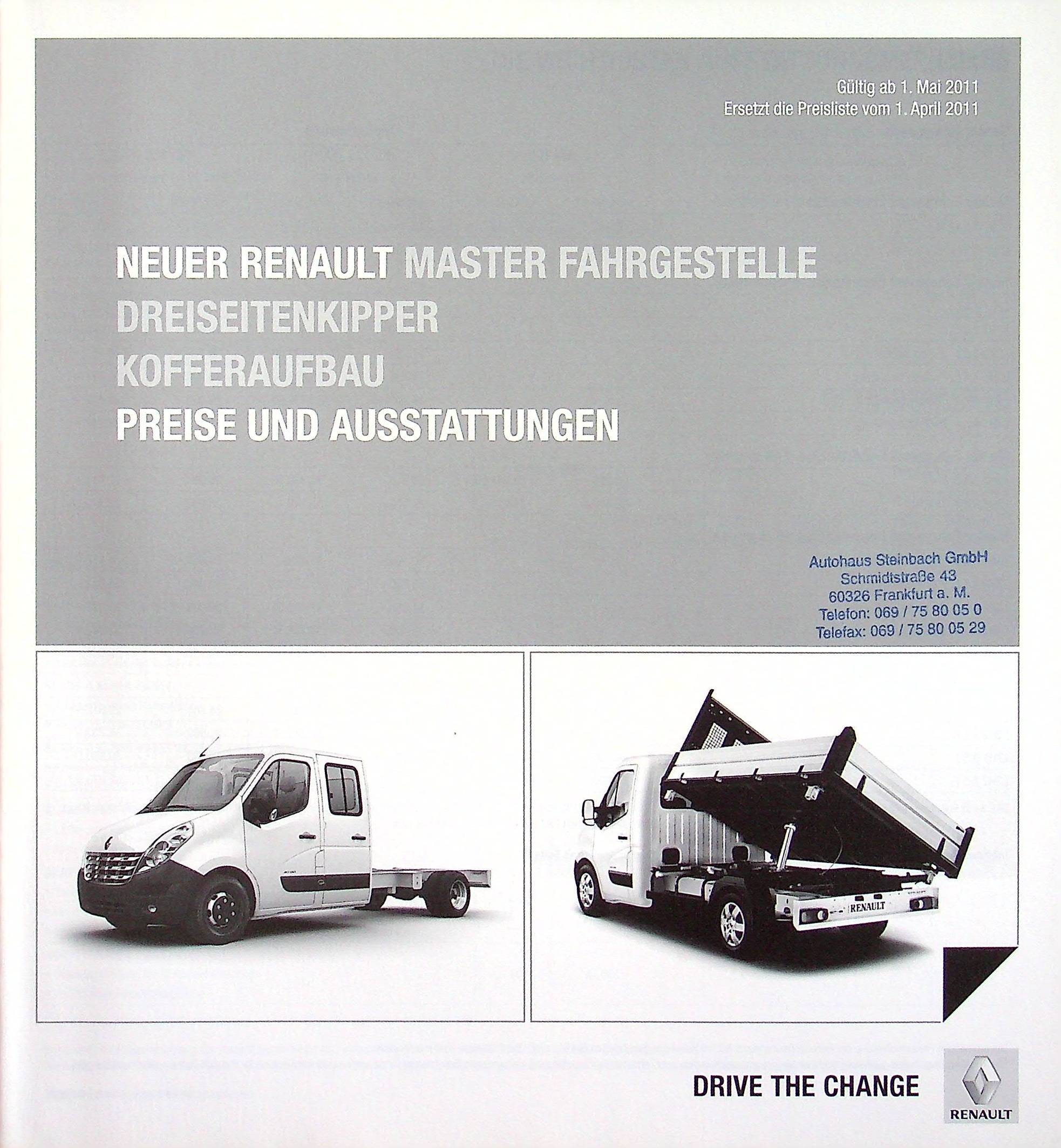 Renault Master Fahrgestelle - Preisliste & Extras - Prospekt 05/2011