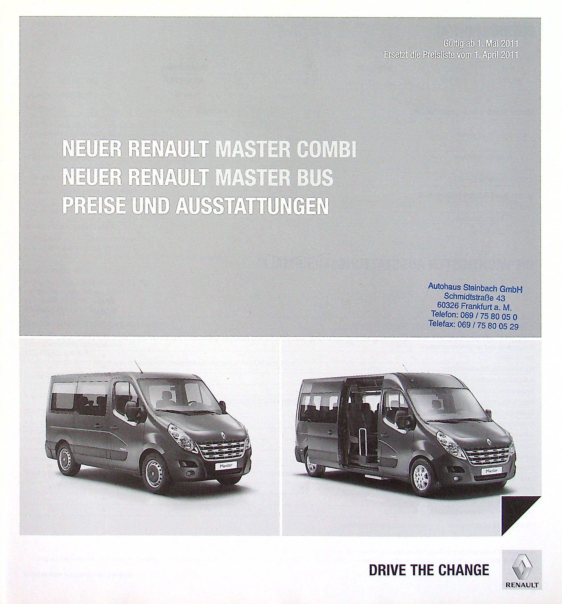 Renault Master Combi - Preisliste & Extras - Prospekt 05/2011