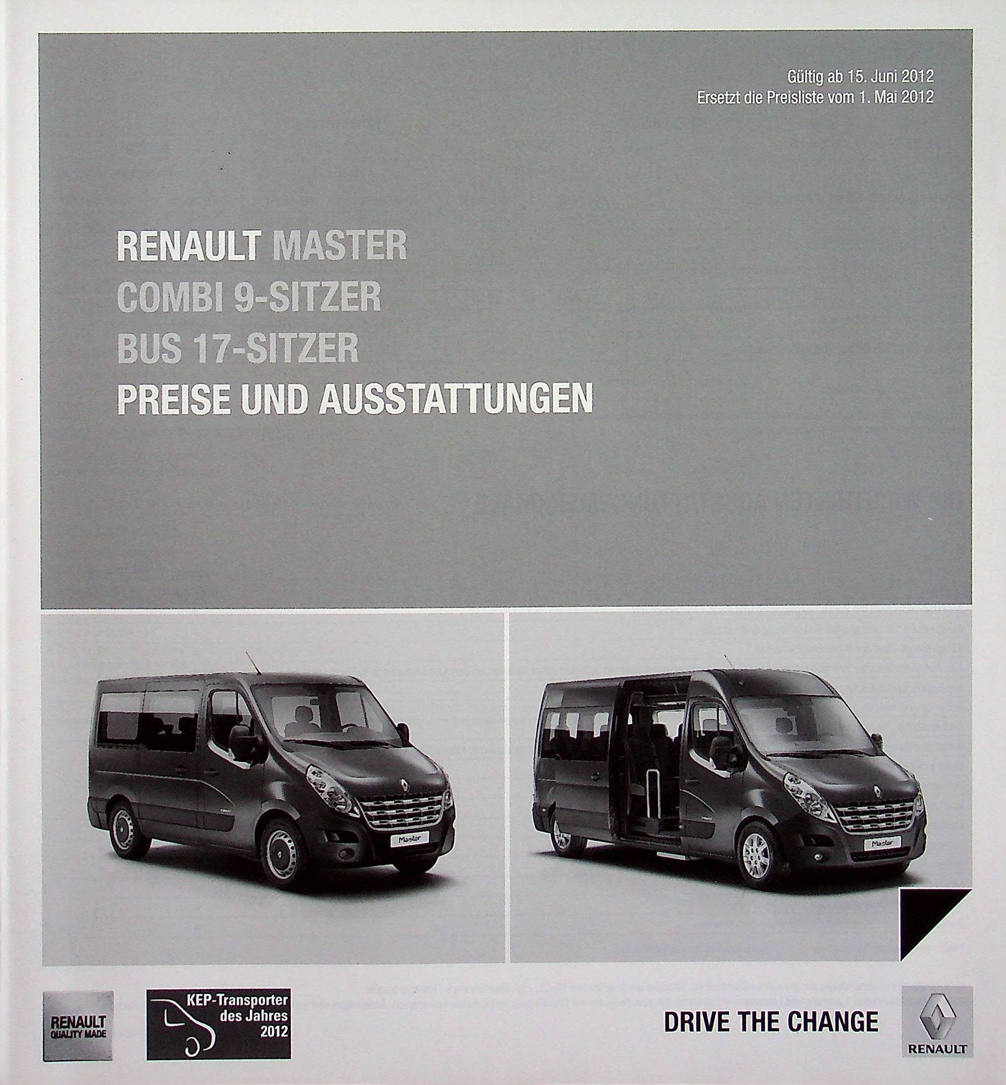 Renault Master Combi - Preisliste & Extras - Prospekt 06/2012