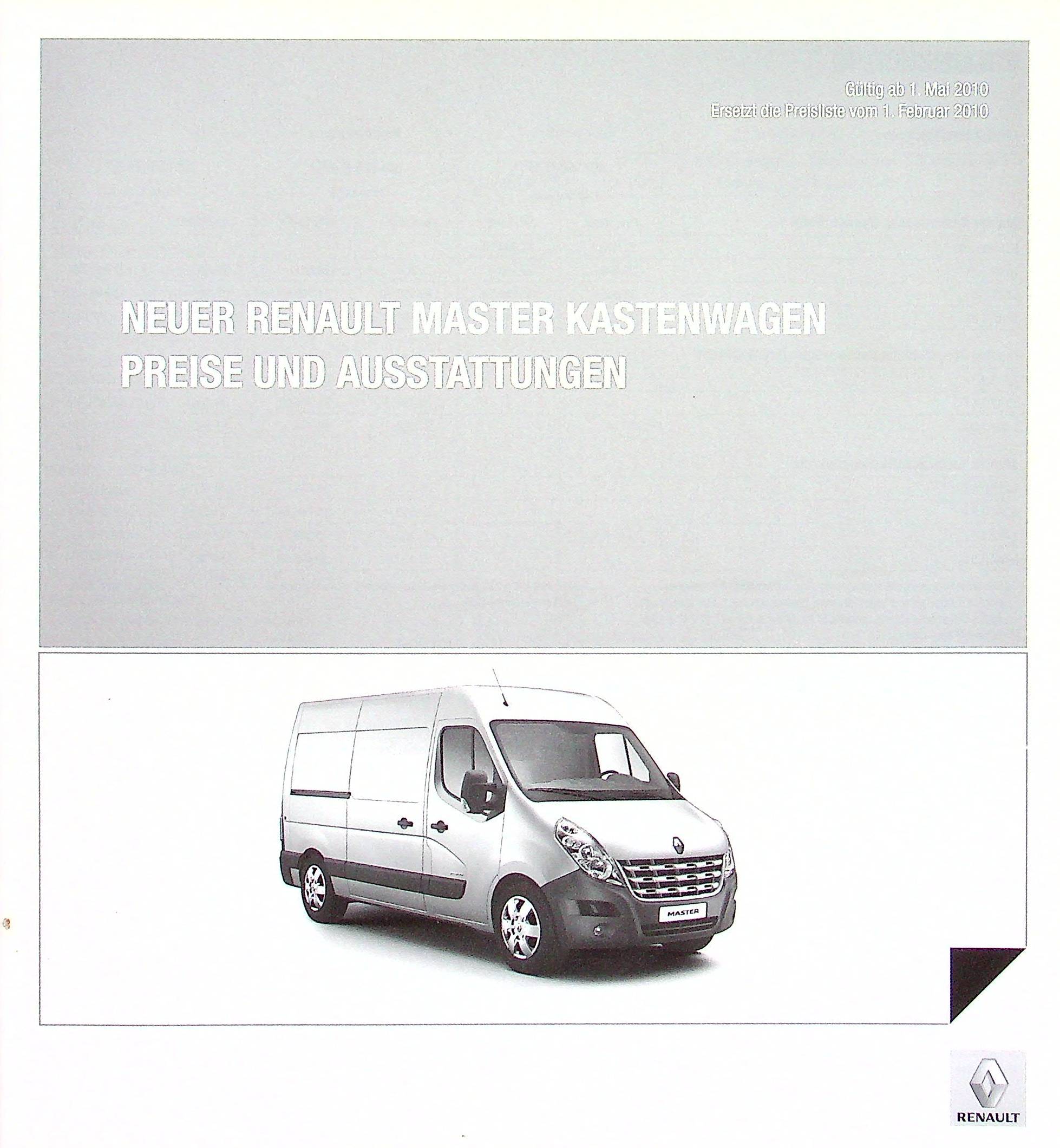 Renault Master Kasten - Preisliste & Extras - Prospekt 05/2010