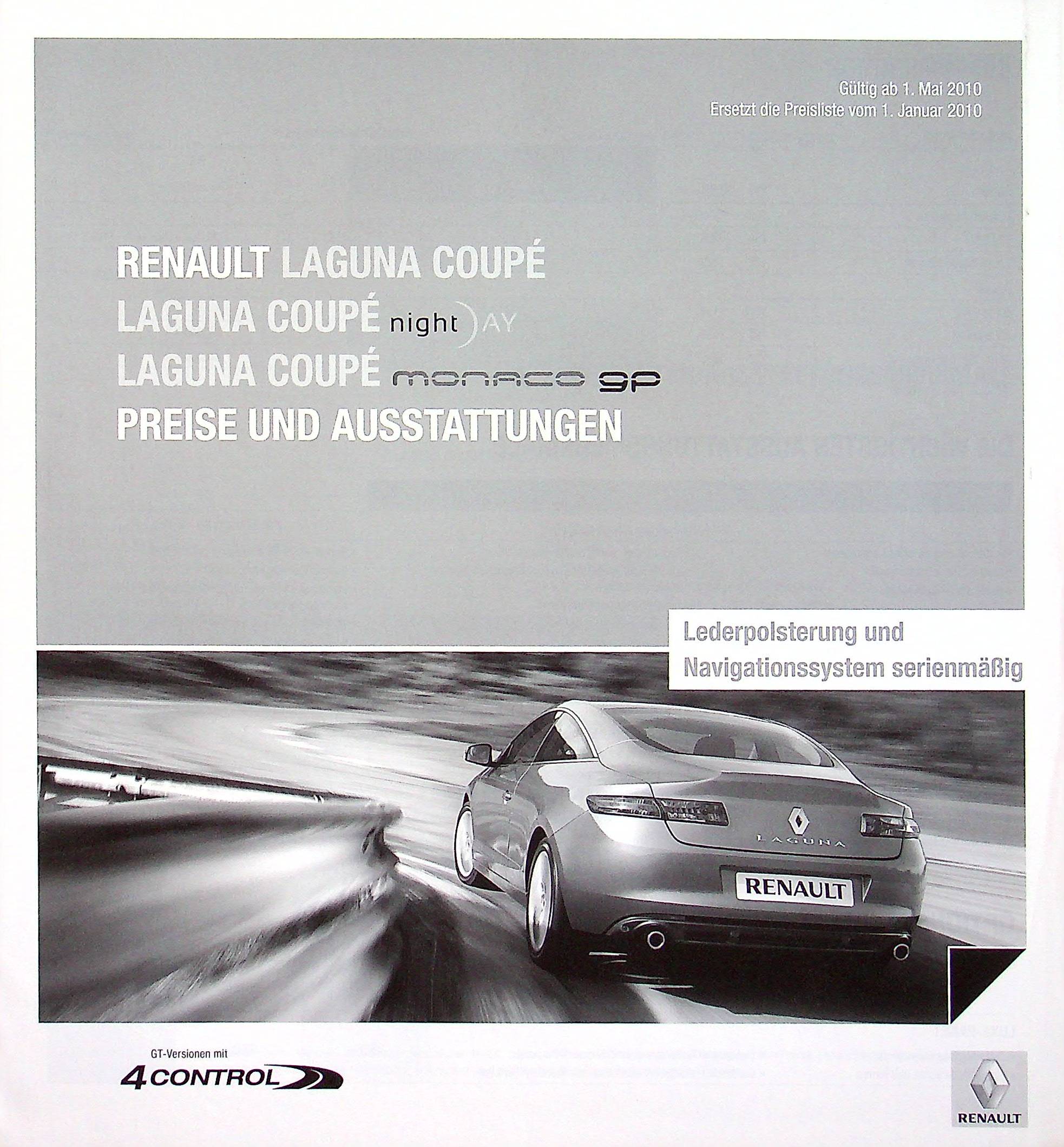 Renault Laguna Coupe - Preisliste & Extras - Prospekt 05/2010