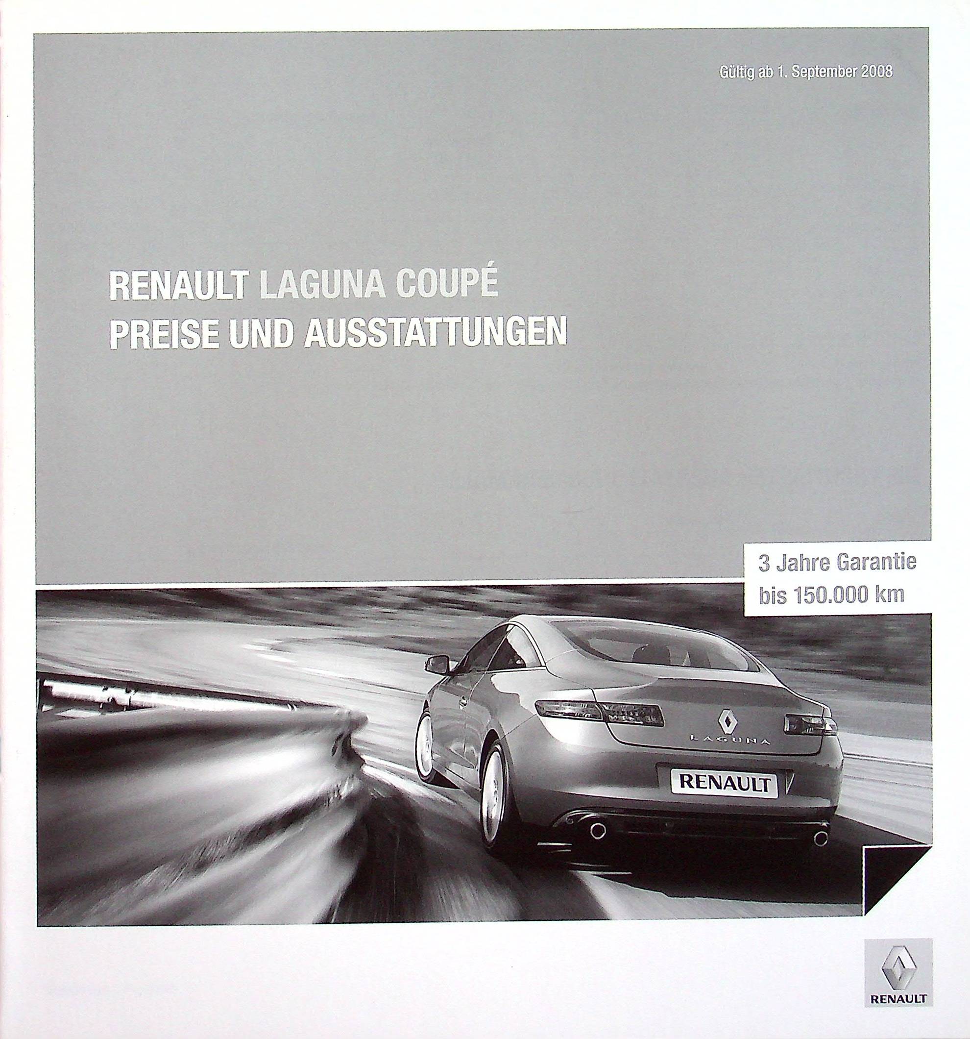 Renault Laguna Coupe - Preisliste & Extras - Prospekt 09/2008