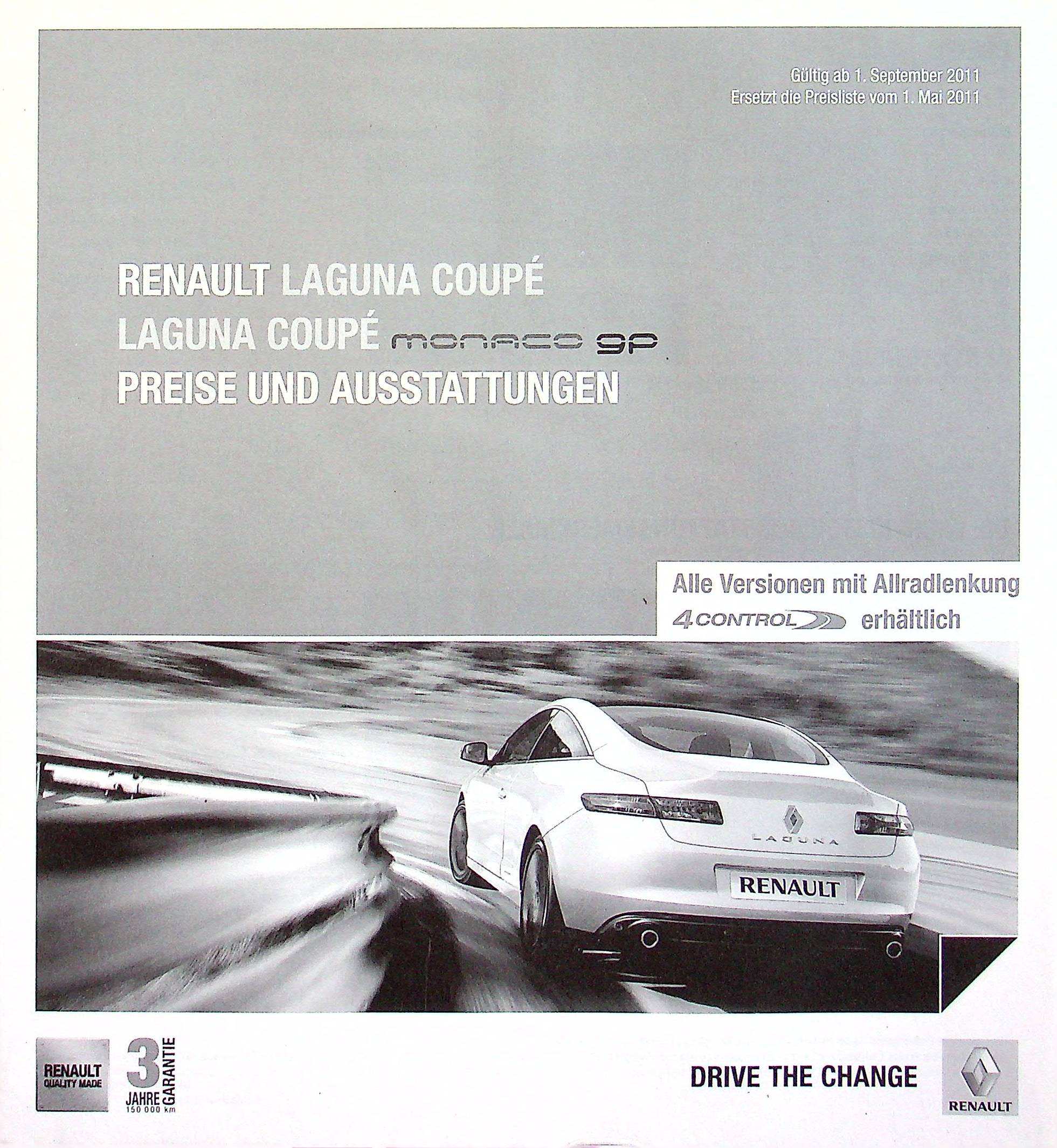 Renault Laguna Coupe - Preisliste & Extras - Prospekt 09/2011