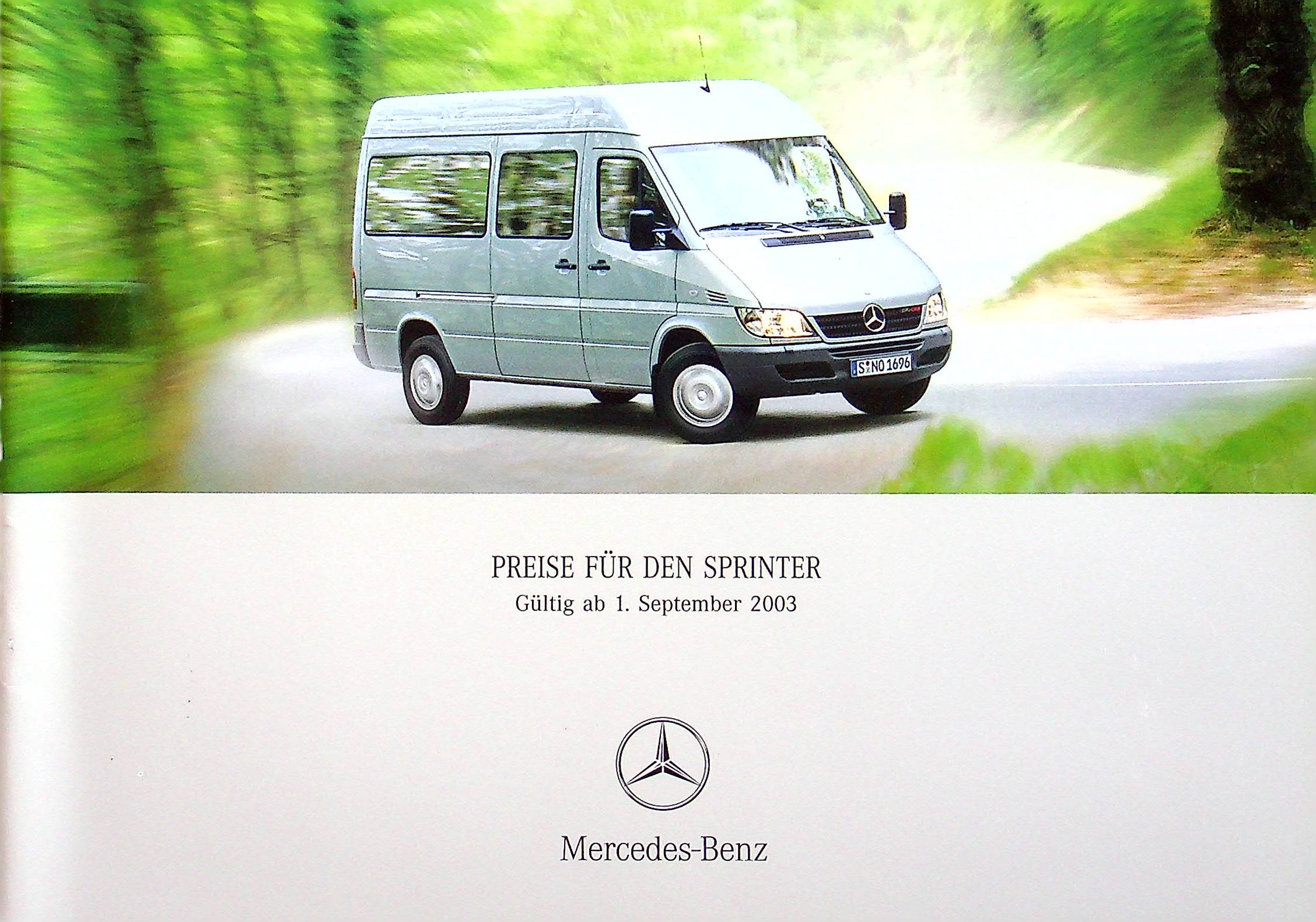 Mercedes Sprinter - Preisliste & Extras - Prospekt 09/2003