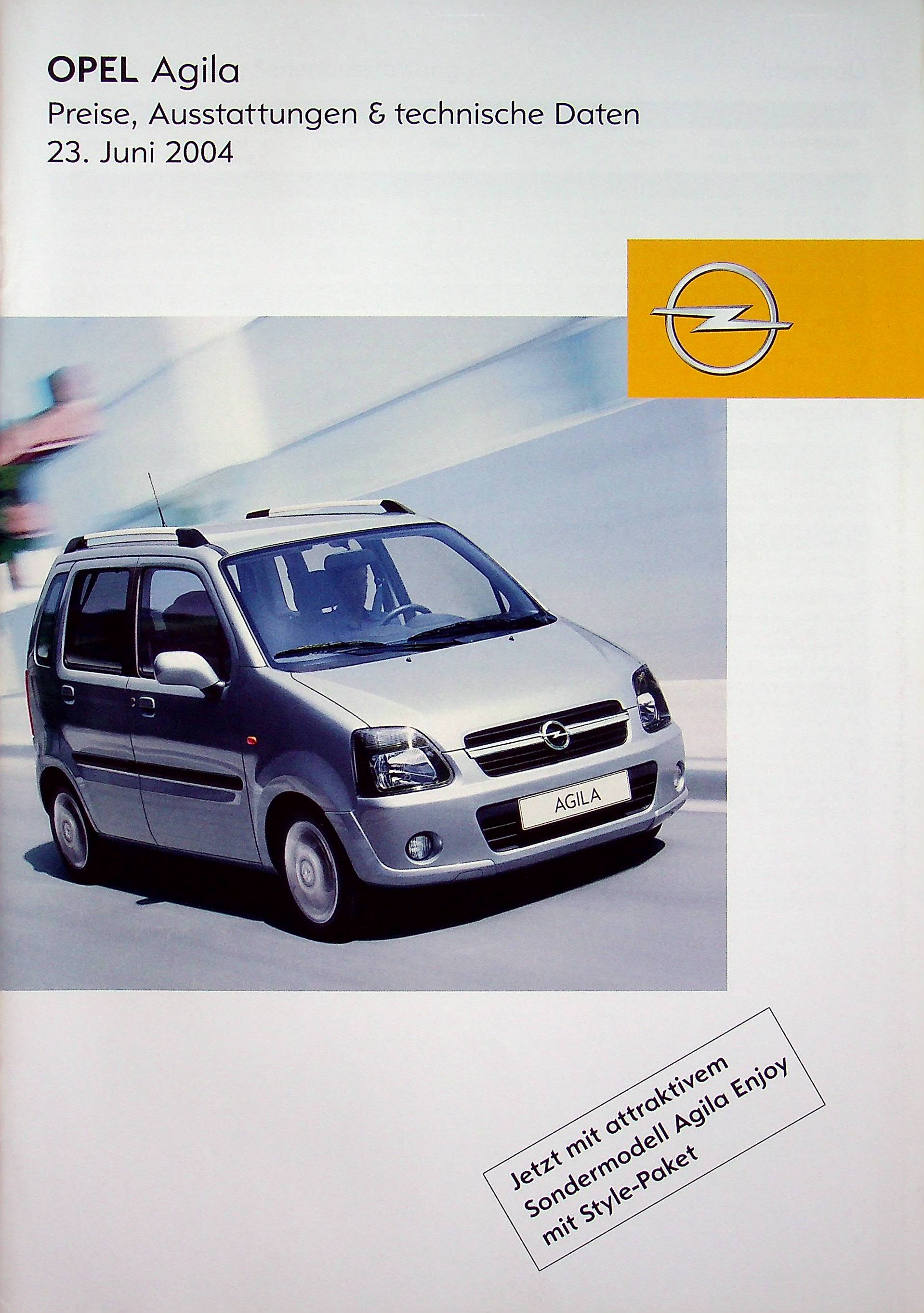 Opel Agila - Preisliste & Extras - Prospekt 06/2004