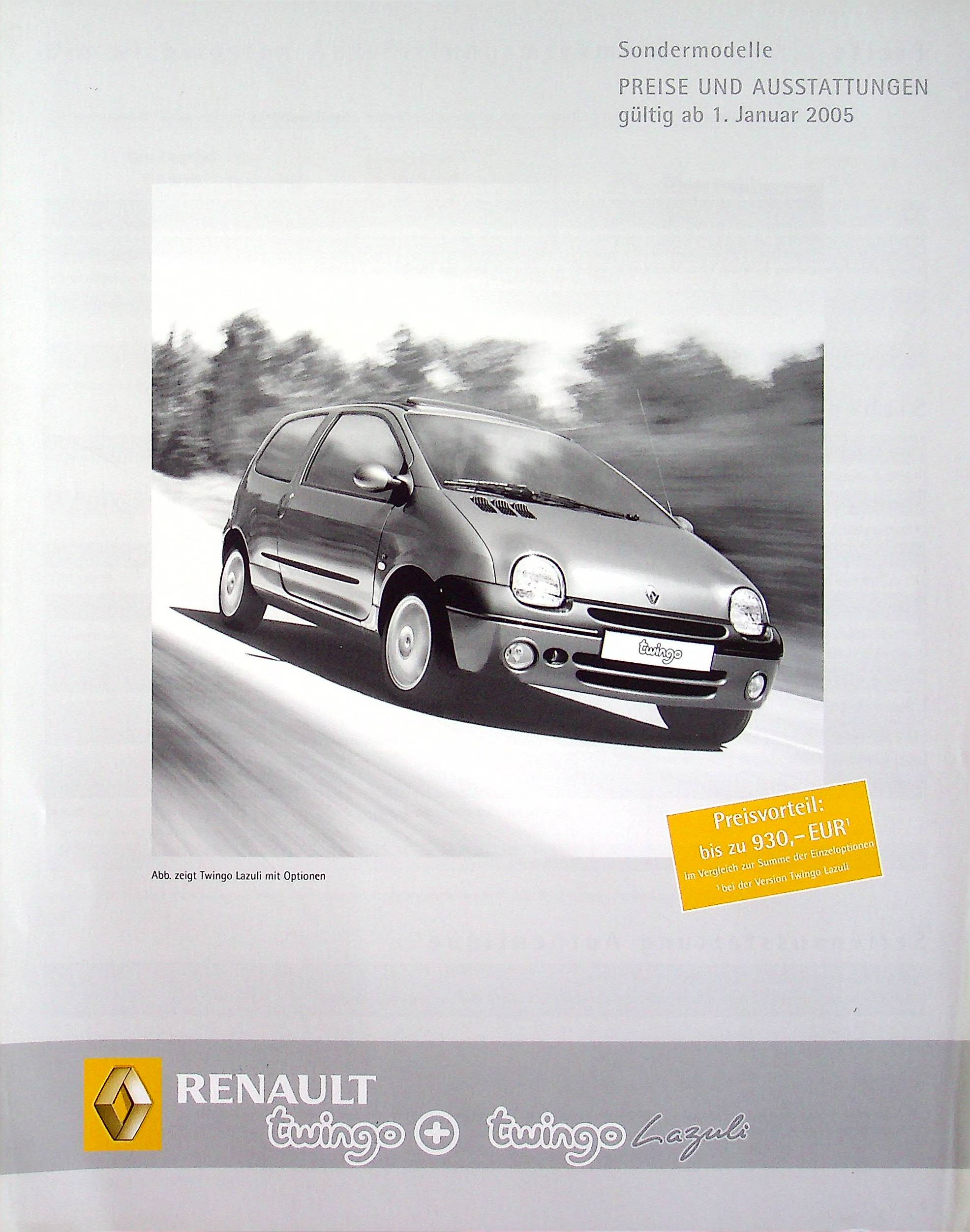 Renault Twingo - Lazuli - Preisliste & Extras - Prospekt 01/2005