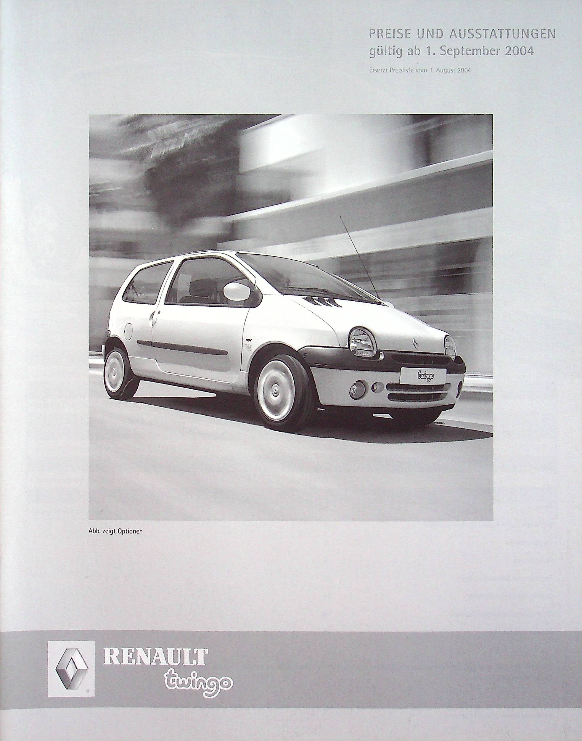 Renault Twingo - Preisliste & Extras - Prospekt 09/2004