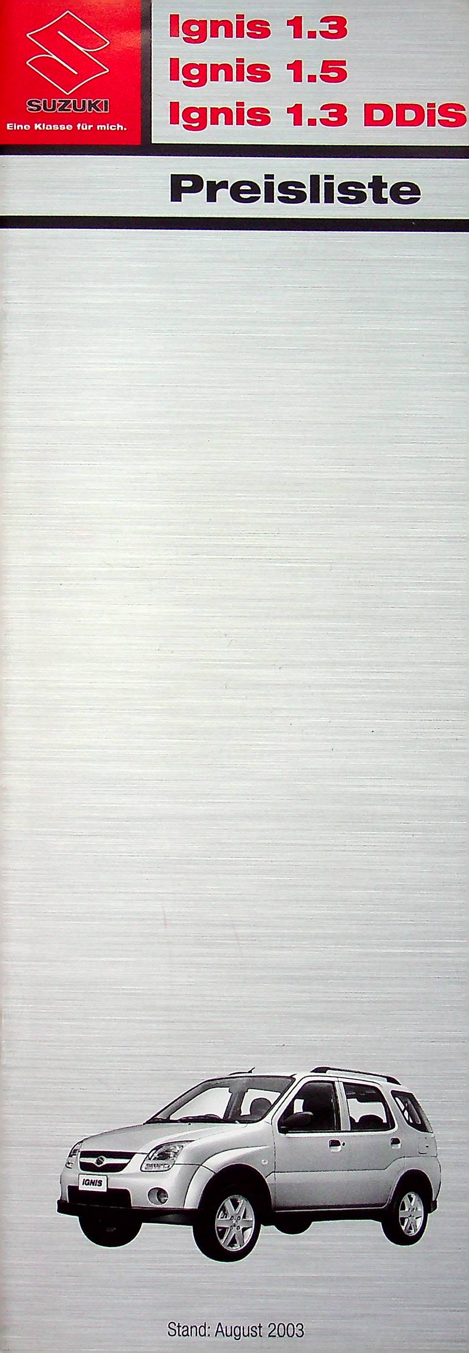 Suzuki Ignis - Preisliste & Extras - Prospekt 08/2003