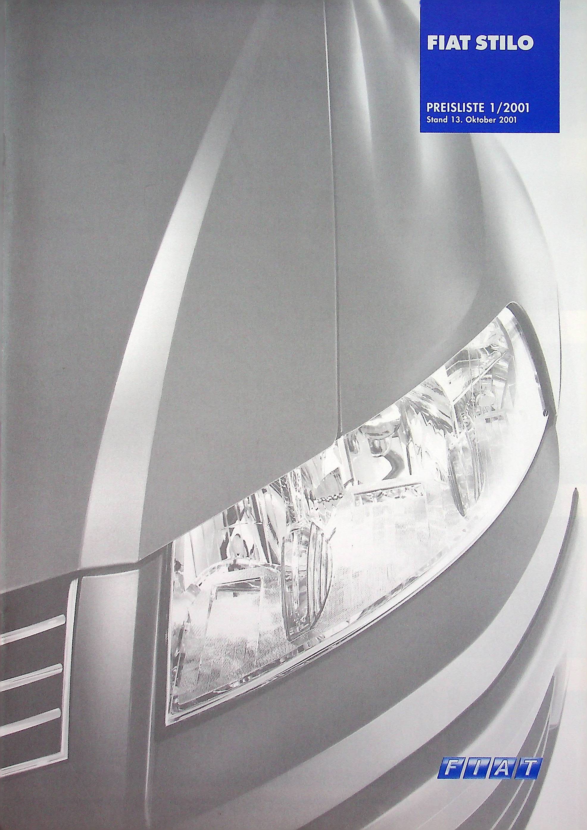 Fiat Stilo - Preisliste & Extras - Prospekt 10/2001