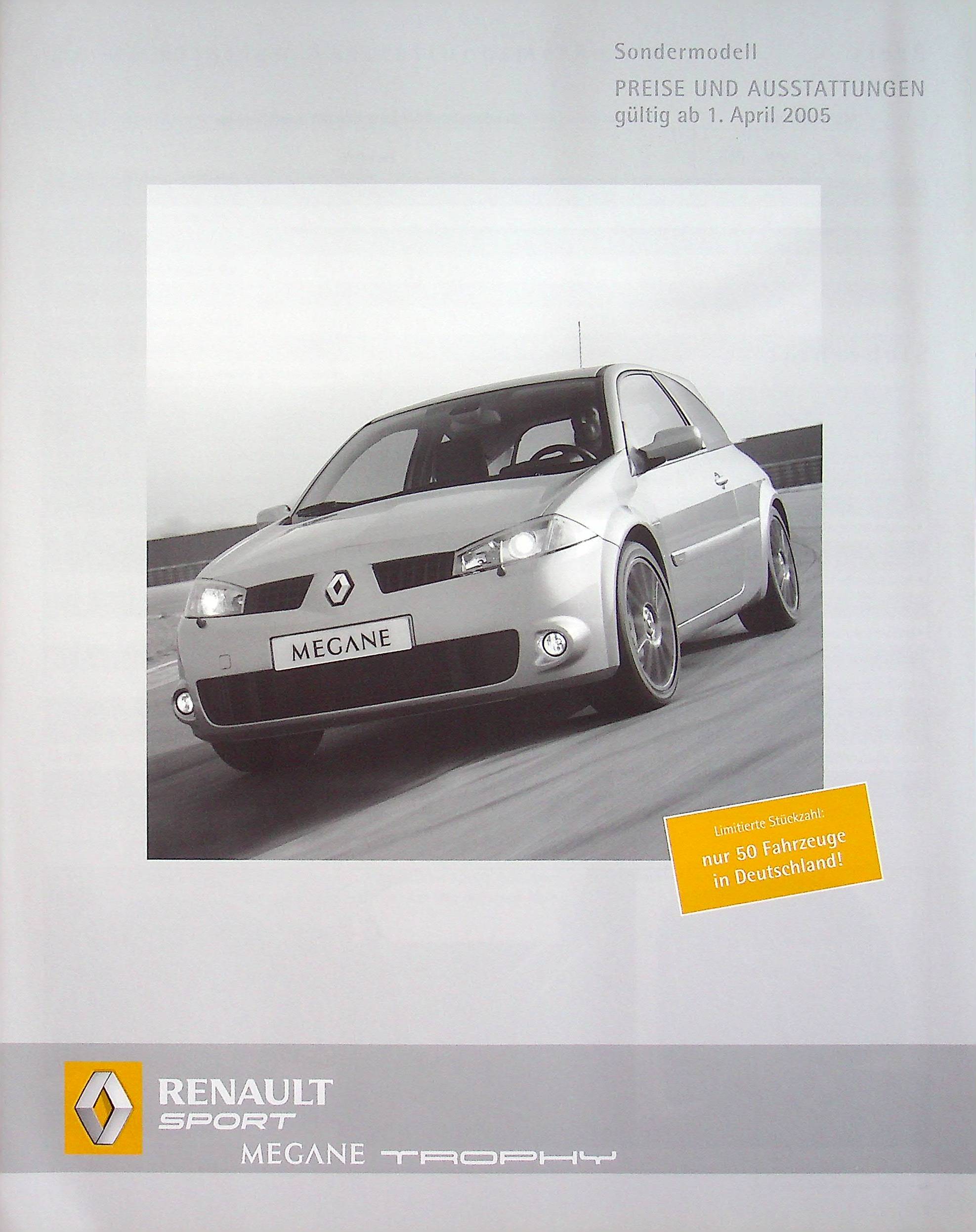 Renault Megane RS - Trophy - Preise & Extras - Prospekt 04/2005