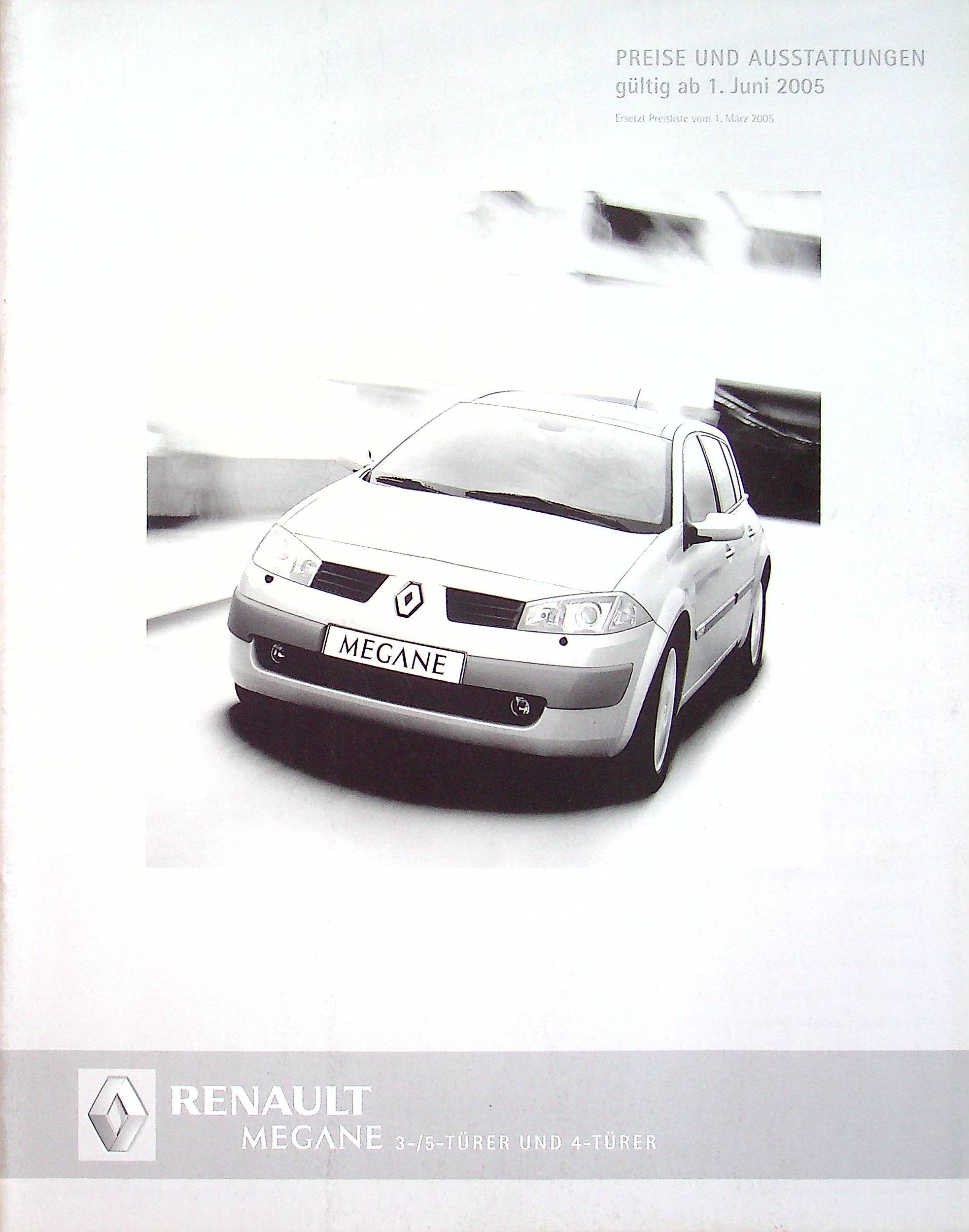 Renault Megane - Preisliste & Extras - Prospekt 06/2005