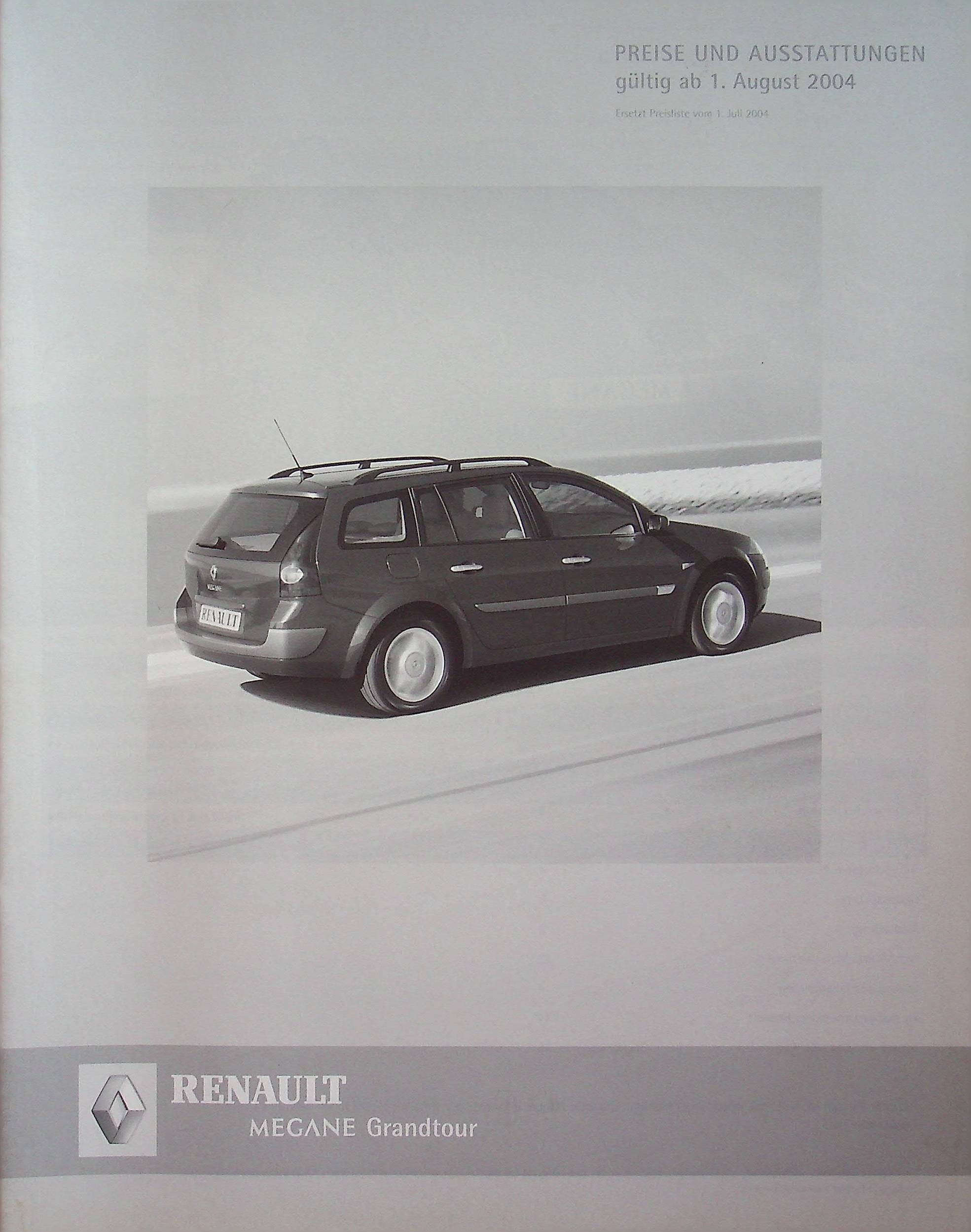 Renault Megane Grandtour - Preise & Extras - Prospekt 08/2004