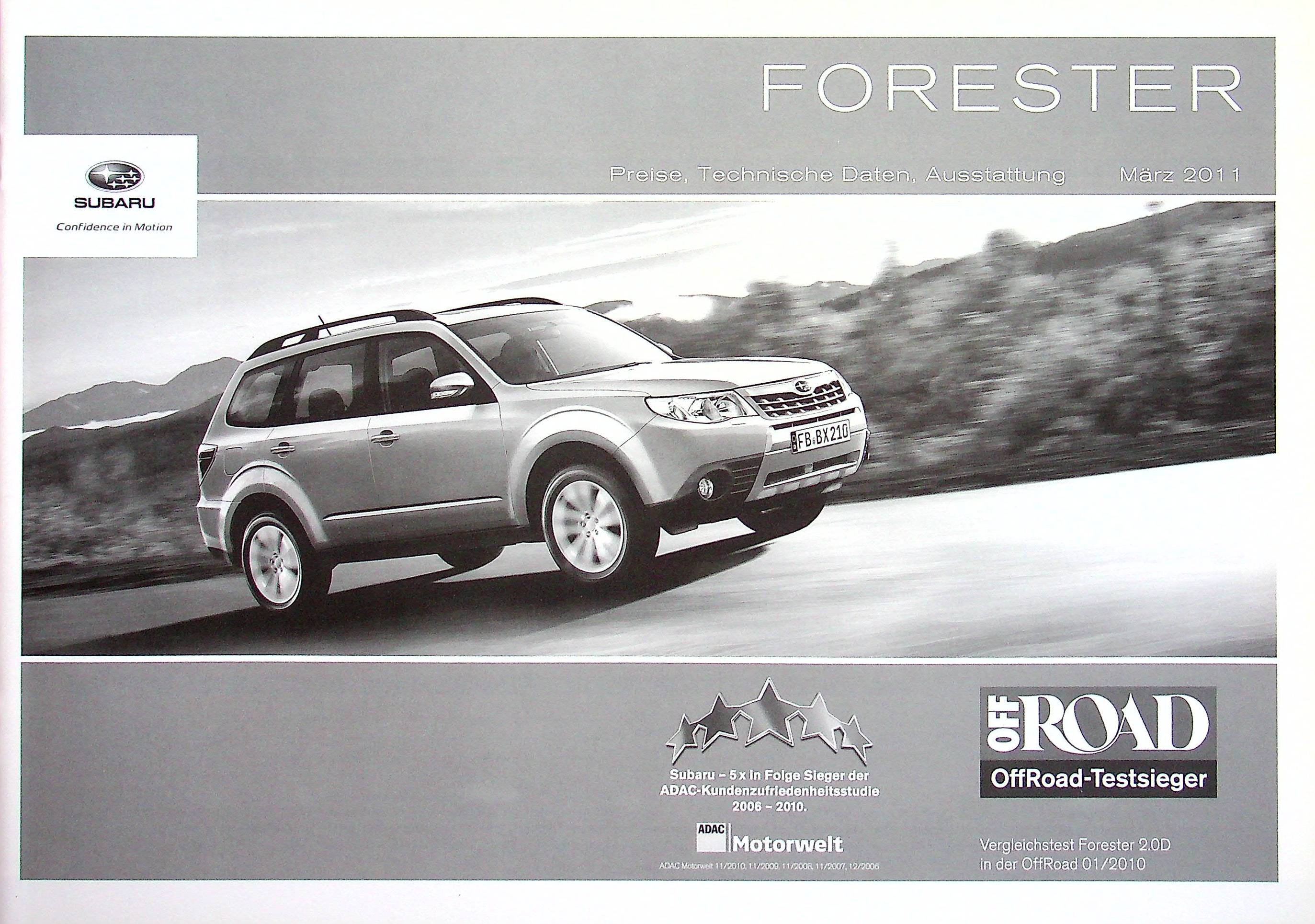 Subaru Forester - Preisliste & Extras - Prospekt 03/2011