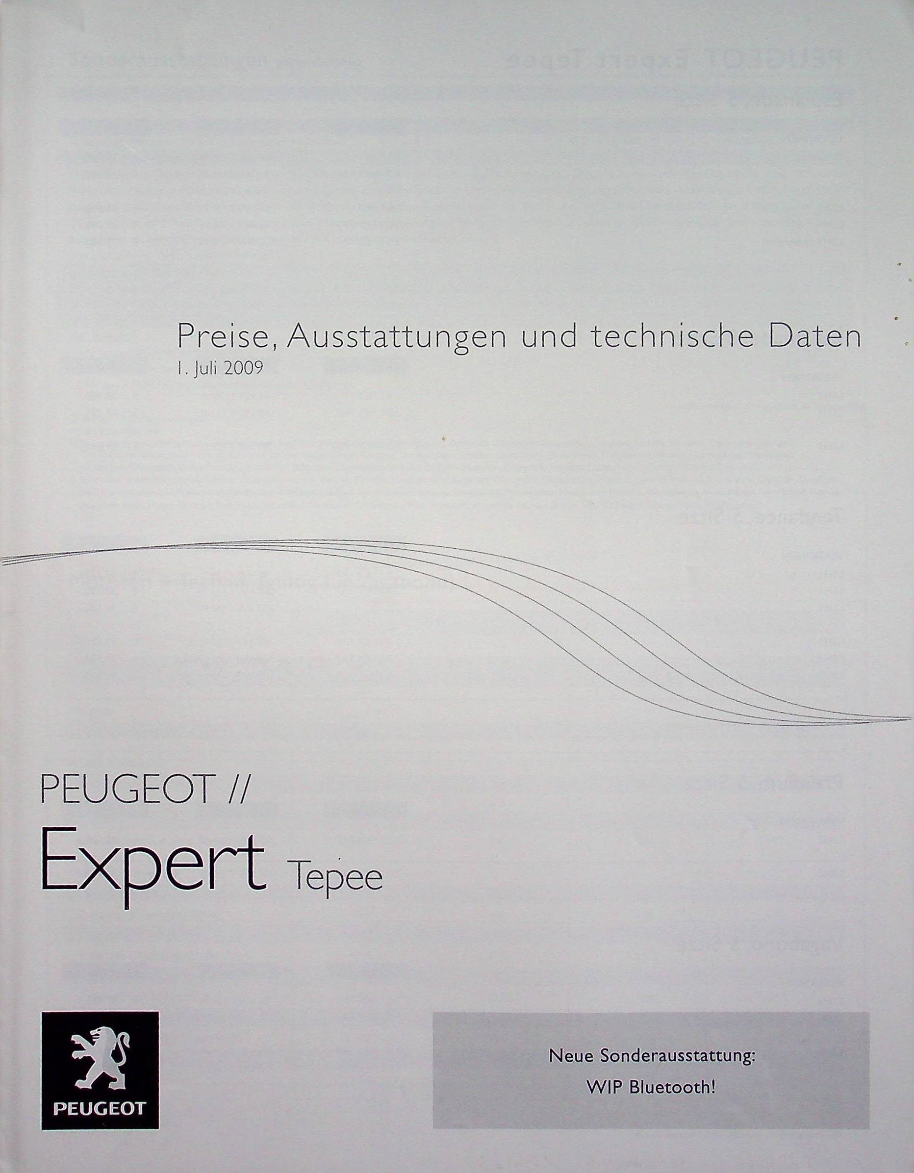 Peugeot Expert Tepee - Preisliste & Extras - Prospekt 07/2009
