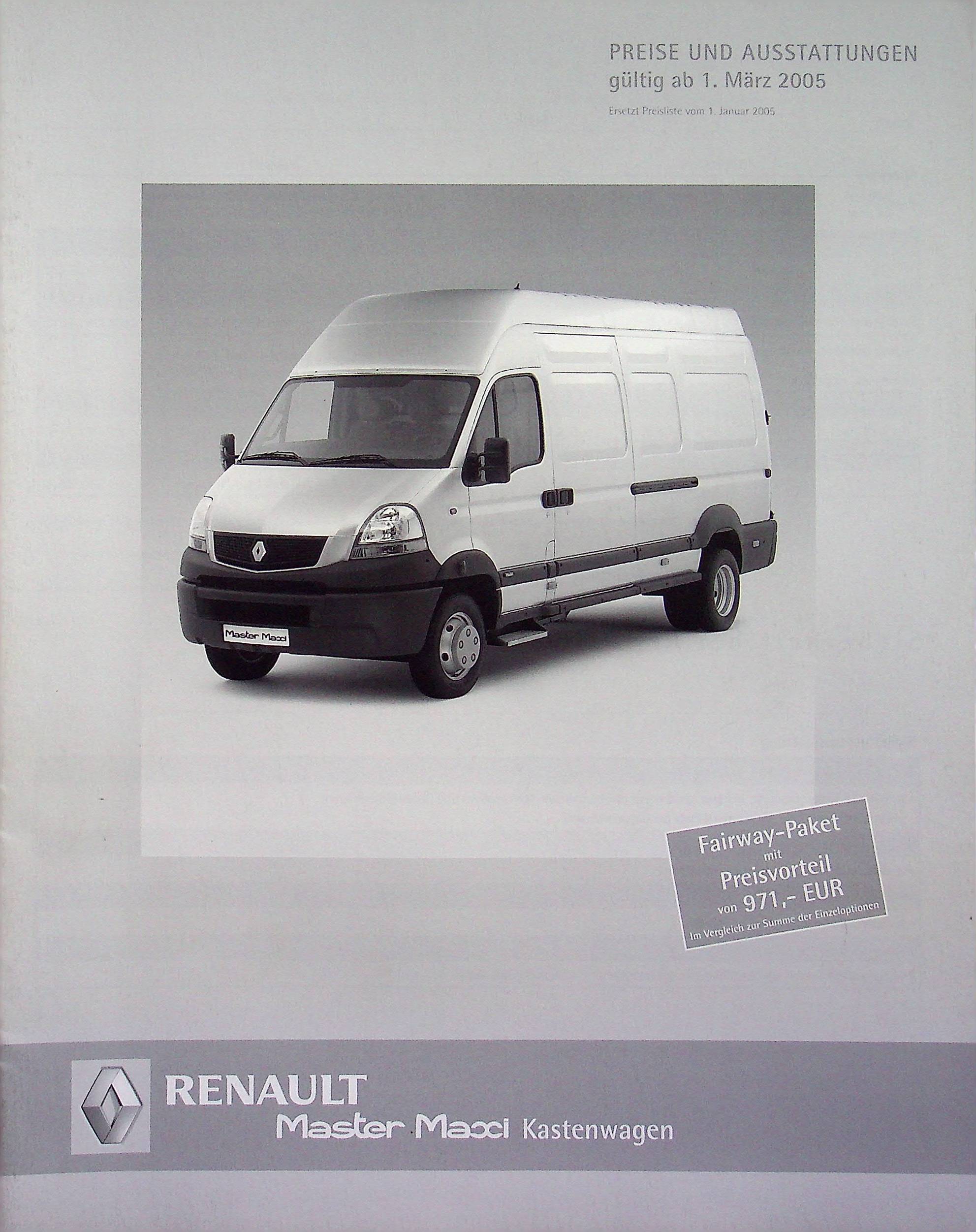 Renault Master Maxi Kasten - Preise & Extras - Prospekt 03/2005