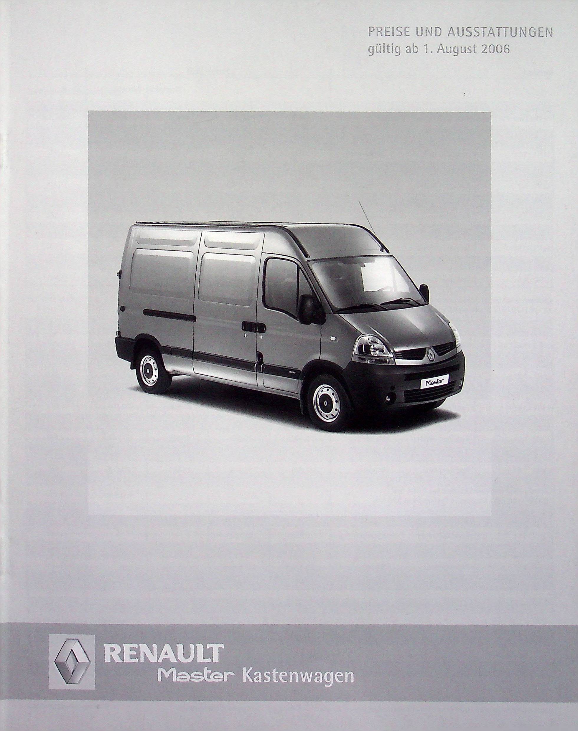 Renault Master Kasten - Preisliste & Extras - Prospekt 08/2006