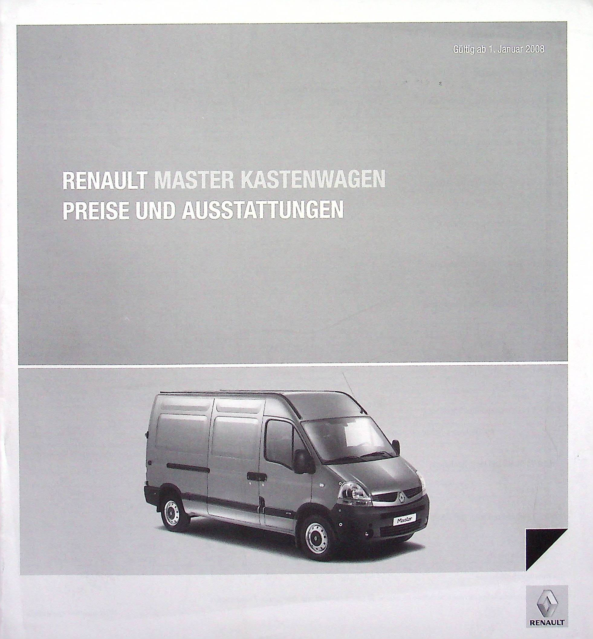 Renault Master Kasten - Preisliste & Extras - Prospekt 01/2008
