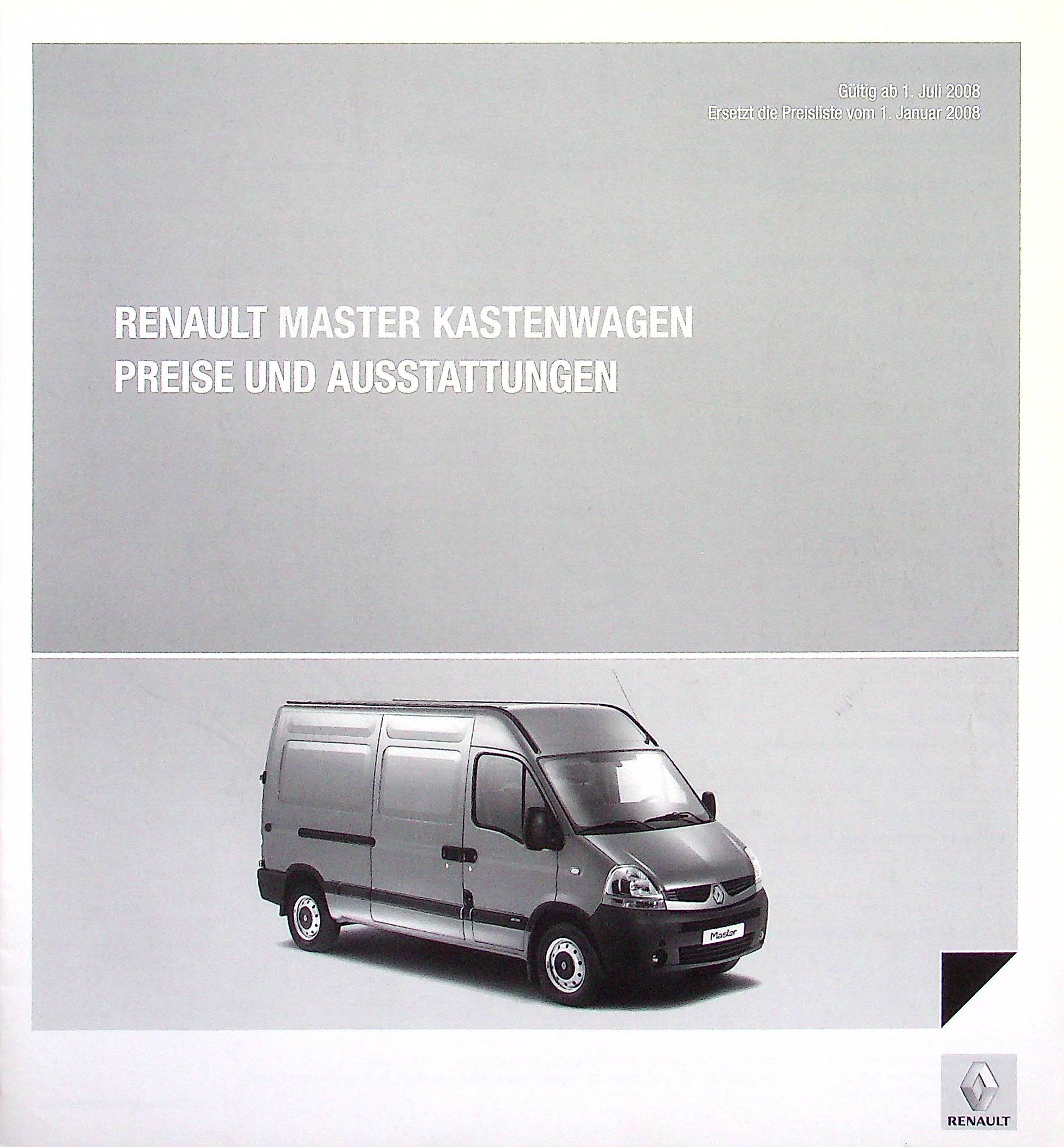 Renault Master Kasten - Preisliste & Extras - Prospekt 07/2008