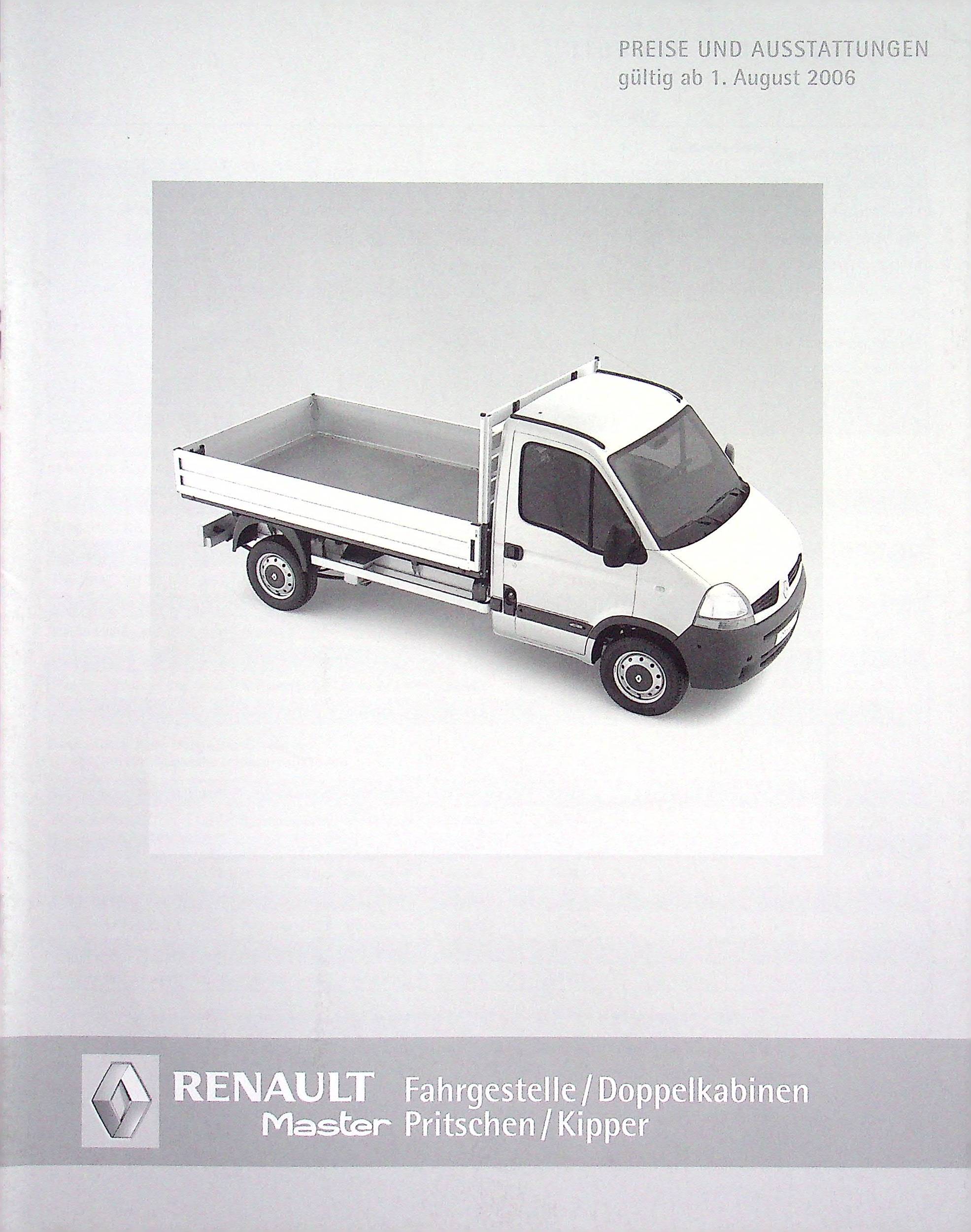 Renault Master Pritsche - Preisliste & Extras - Prospekt 08/2006