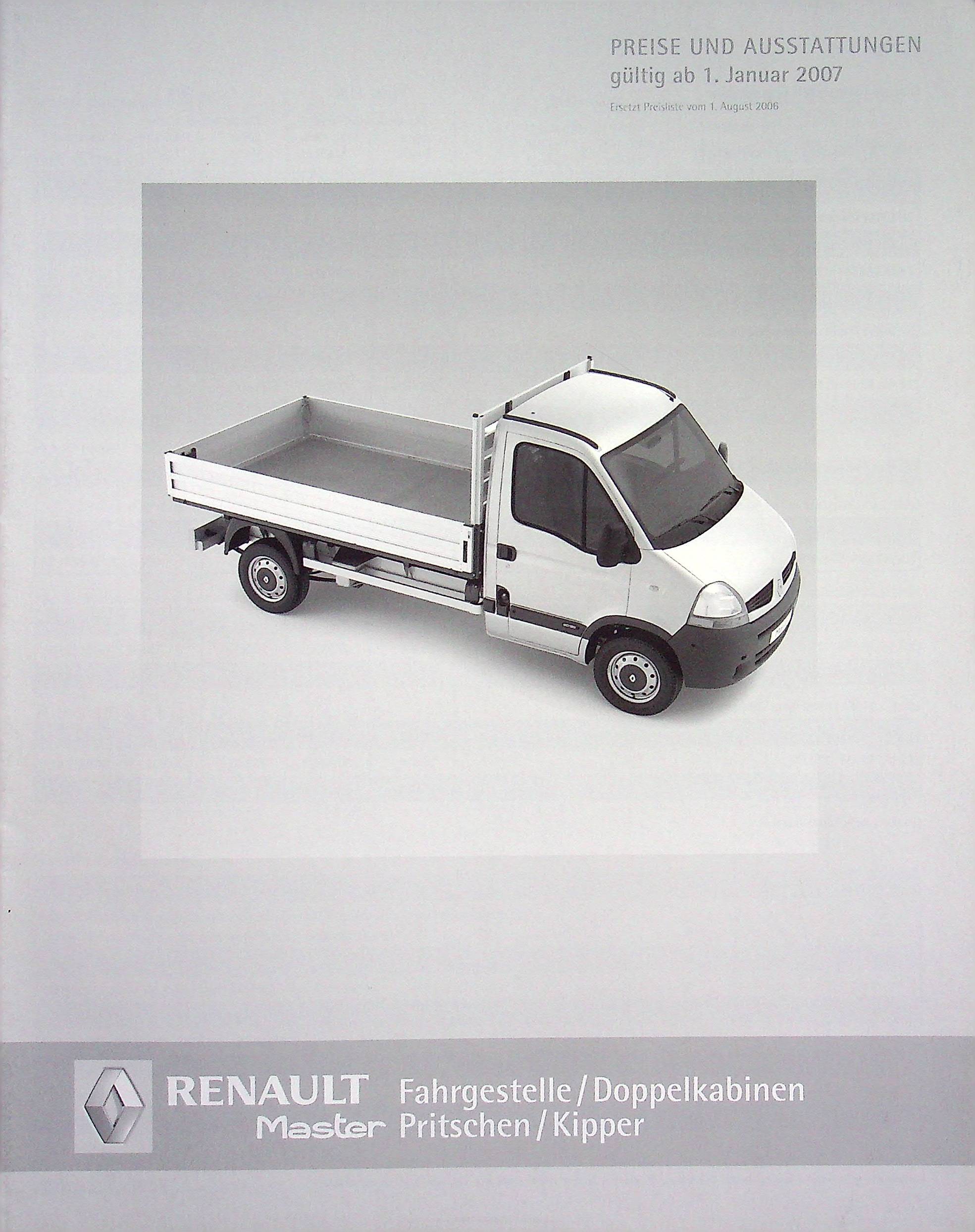 Renault Master Pritsche - Preisliste & Extras - Prospekt 01/2007