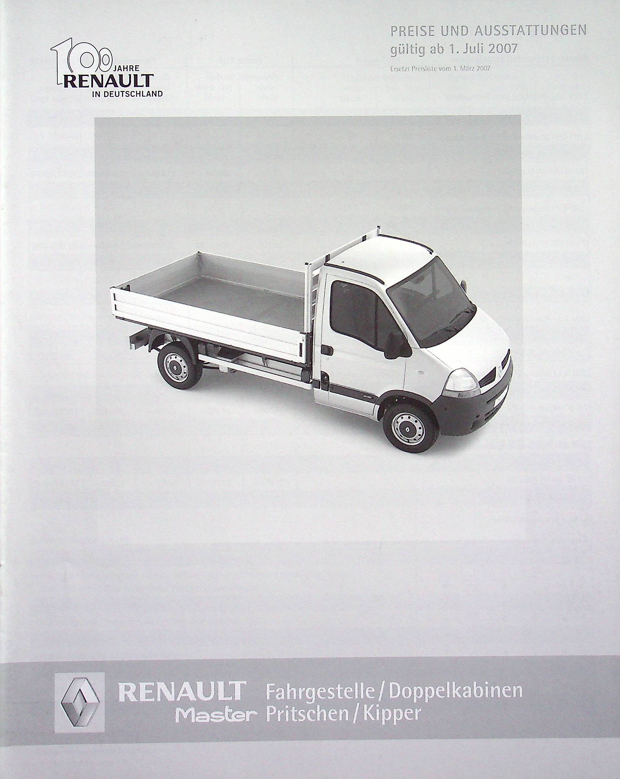 Renault Master Pritsche - Preisliste & Extras - Prospekt 07/2007