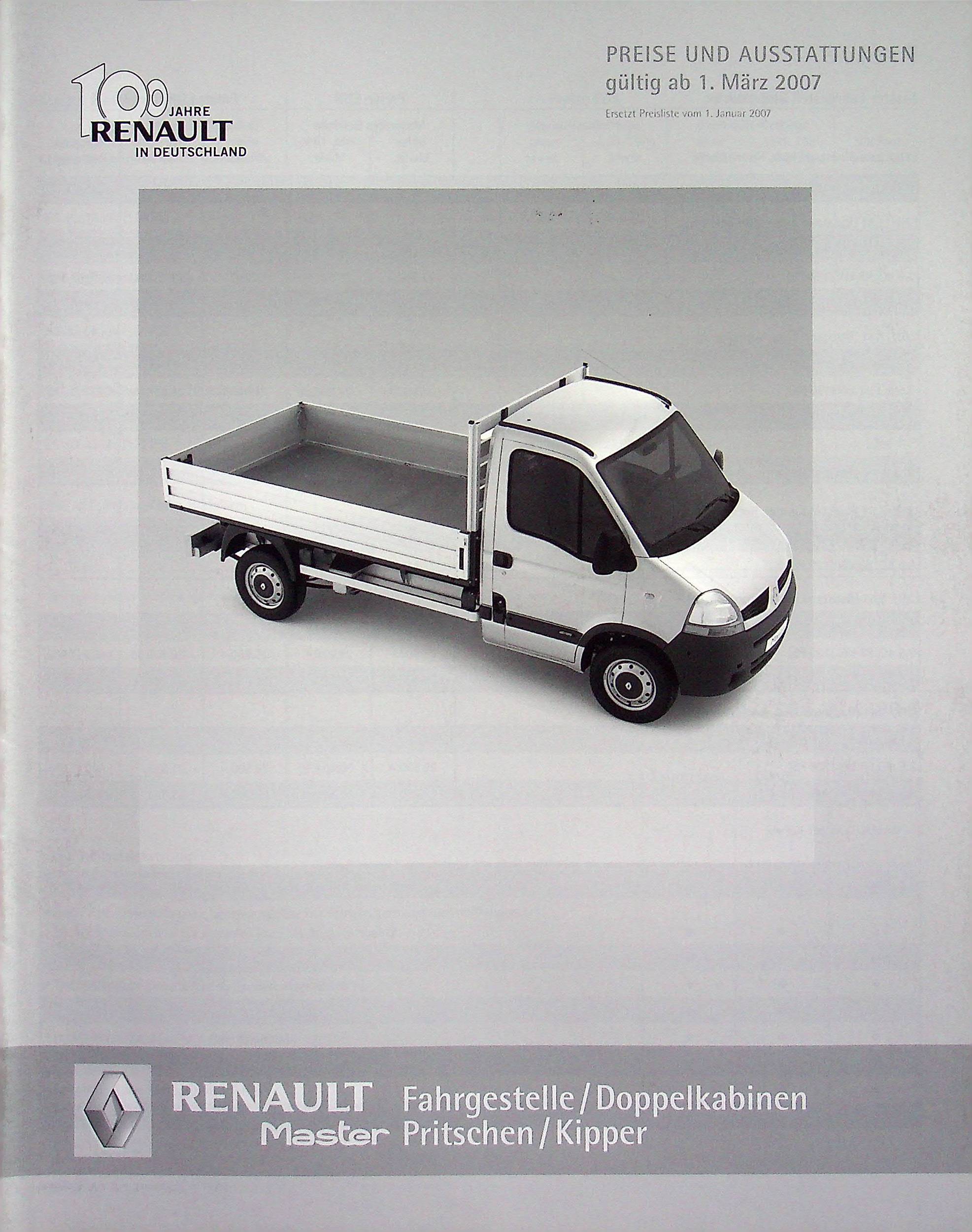 Renault Master Pritsche - Preisliste & Extras - Prospekt 03/2007