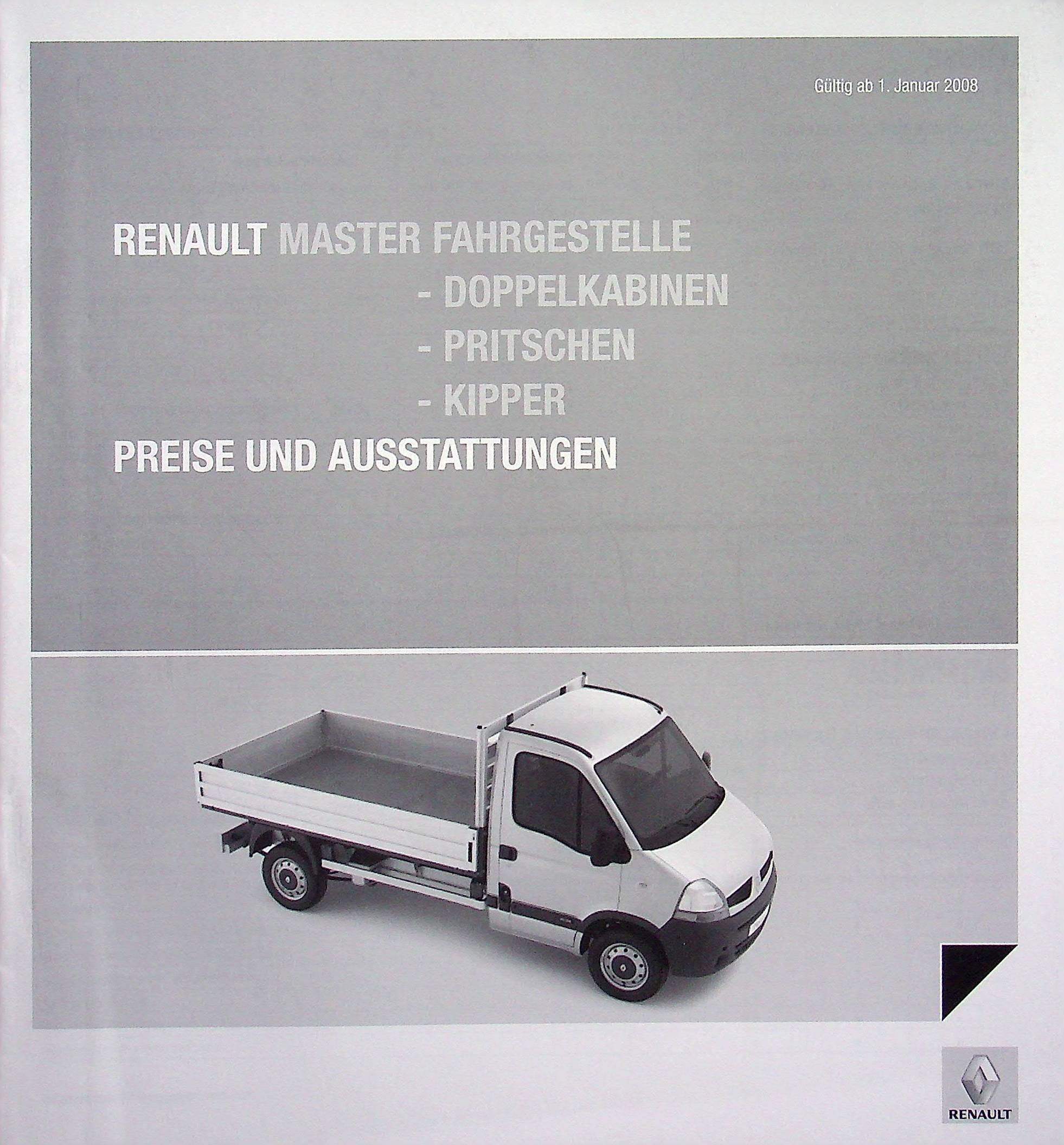 Renault Master Pritsche - Preisliste & Extras - Prospekt 01/2008