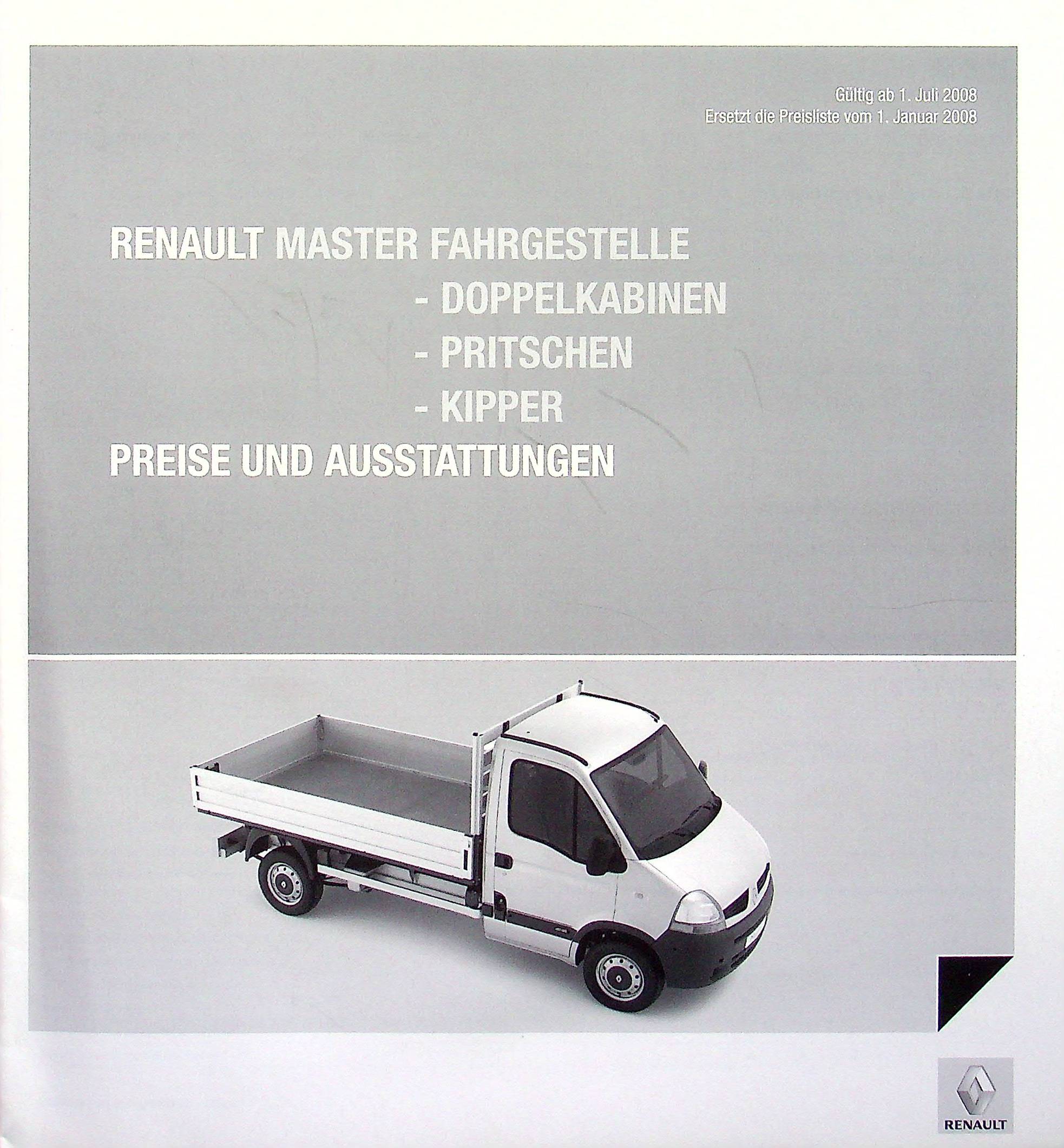 Renault Master Pritsche - Preisliste & Extras - Prospekt 07/2008