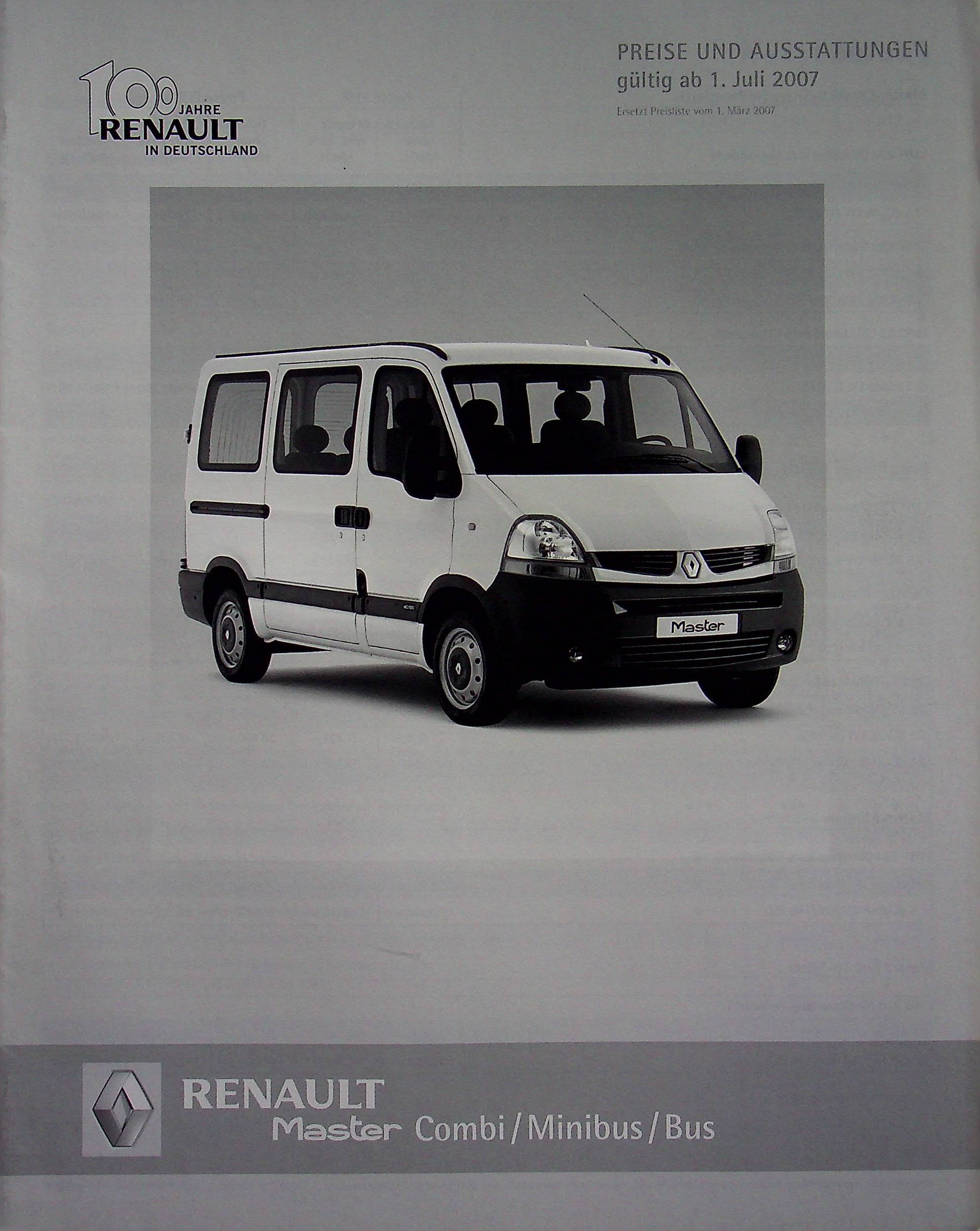 Renault Master Combi - Preisliste & Extras - Prospekt 07/2007