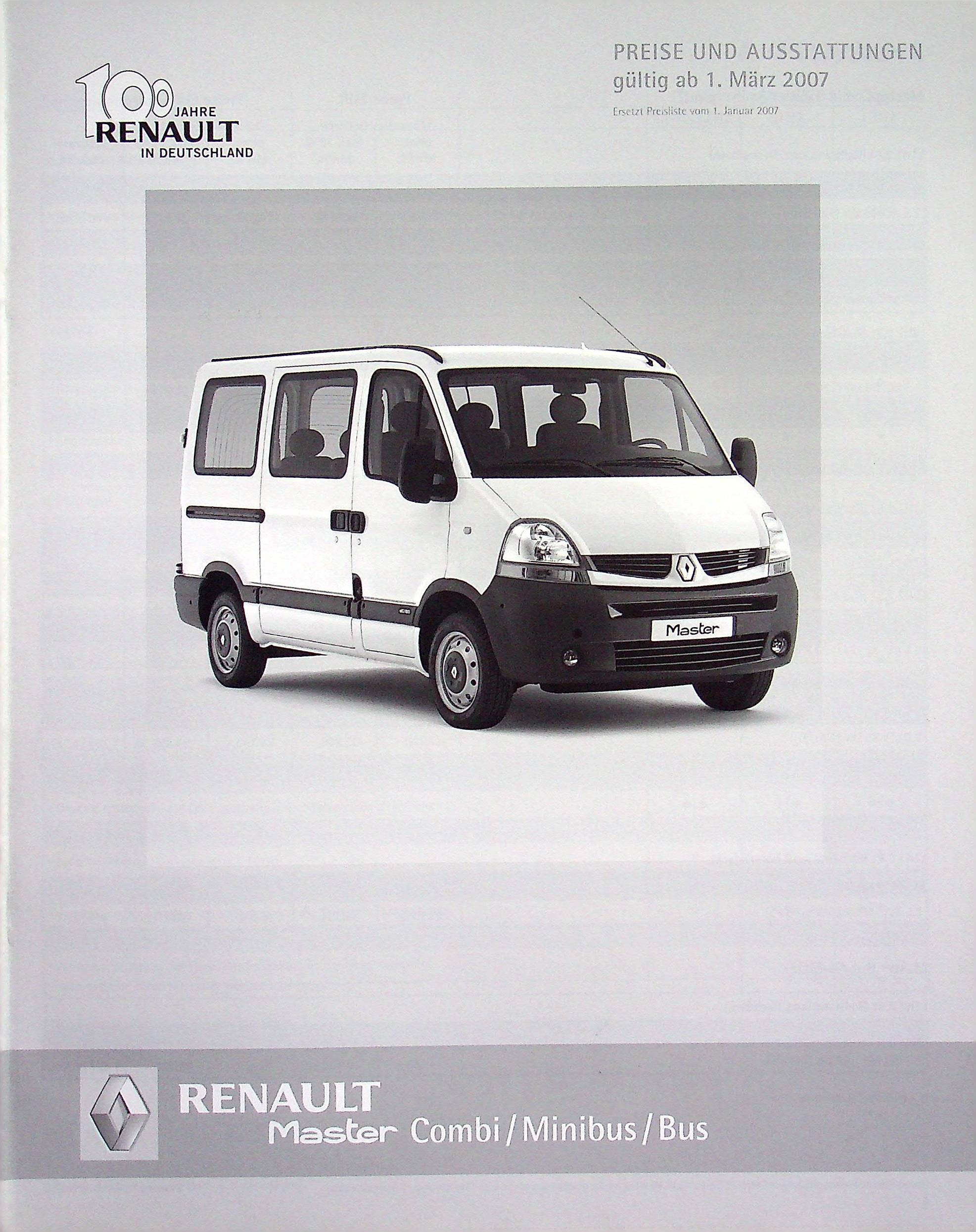 Renault Master Combi - Preisliste & Extras - Prospekt 03/2007