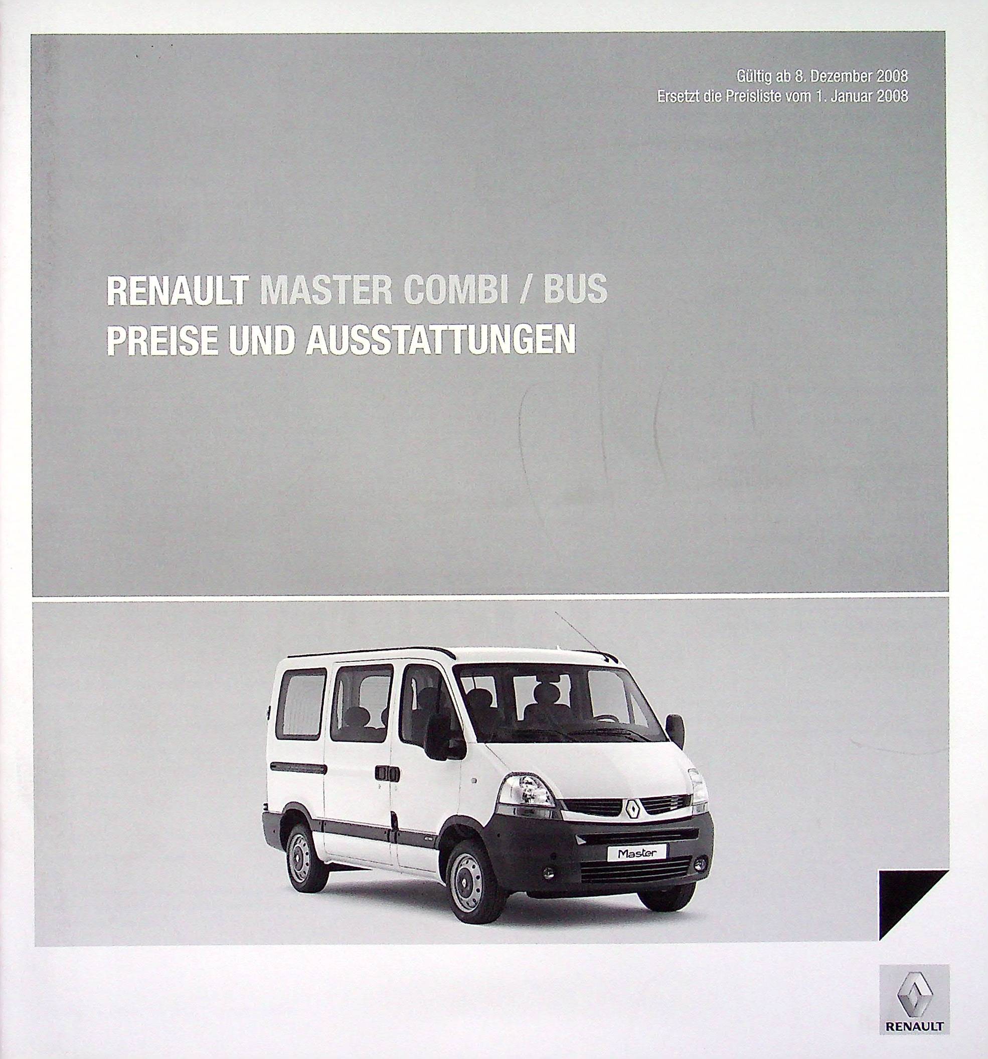 Renault Master Combi - Preisliste & Extras - Prospekt 12/2008
