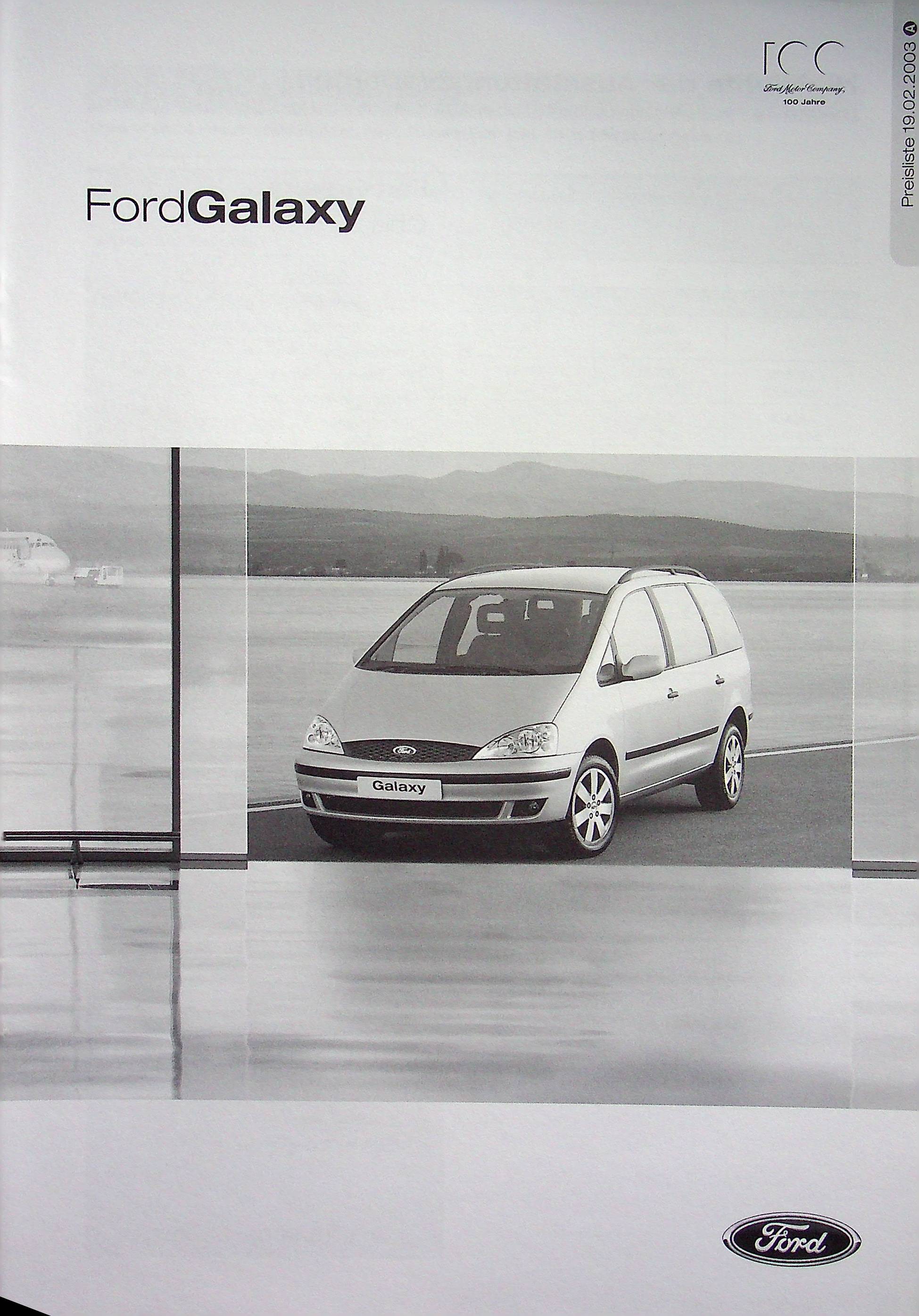 Ford Galaxy - Preisliste & Extras - Prospekt 02/2003