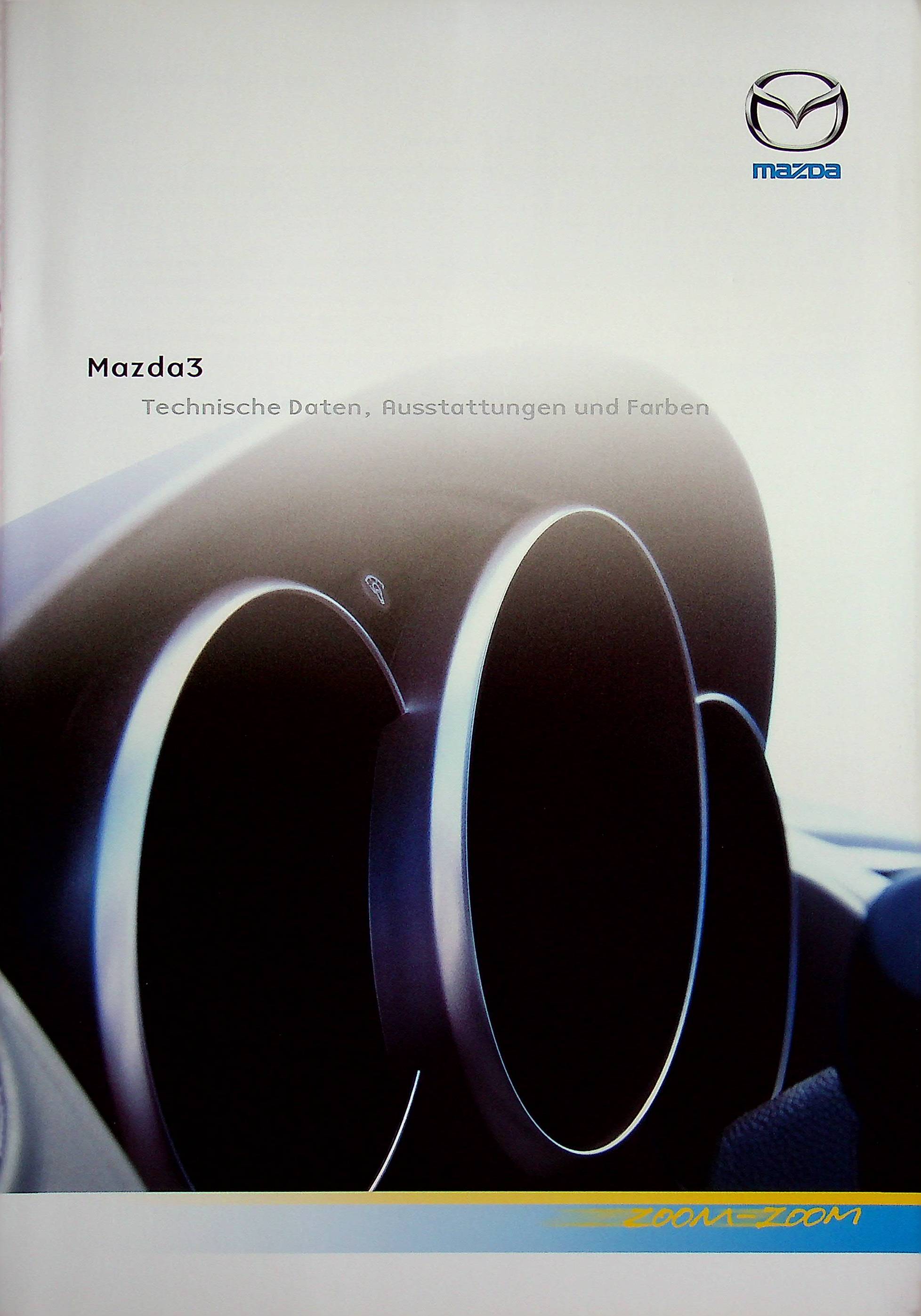 Mazda 3 - Farben & tech. Daten & Ausstattungen - Prospekt 10/2003
