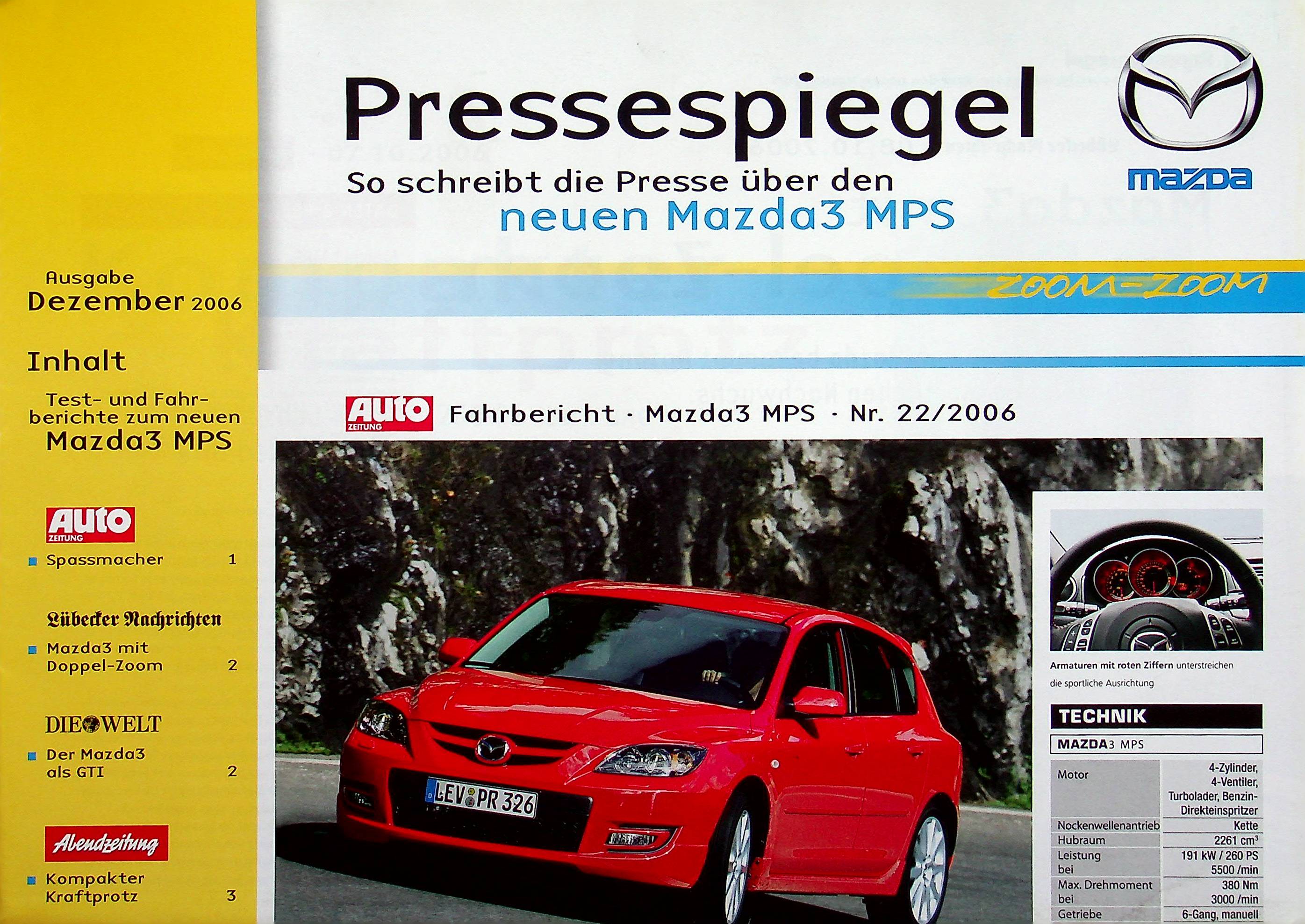 Mazda 3 MPS - Pressestimmen - Prospekt 12/2006