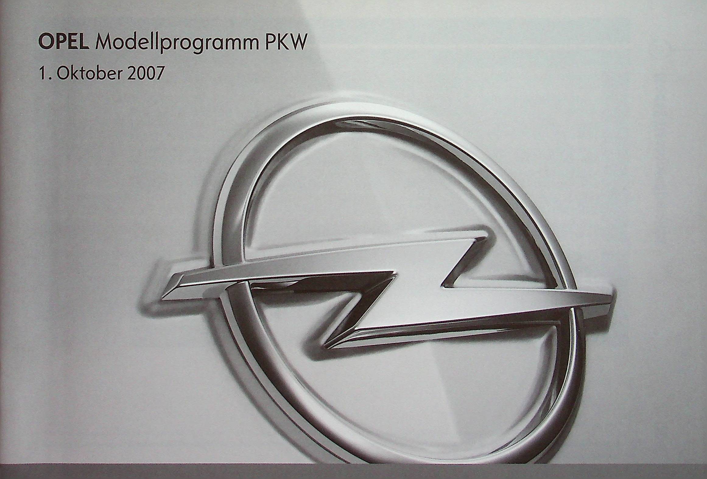 Opel Astra H Vectra C Meriva Zafira - Preisliste - Prospekt 10/2007