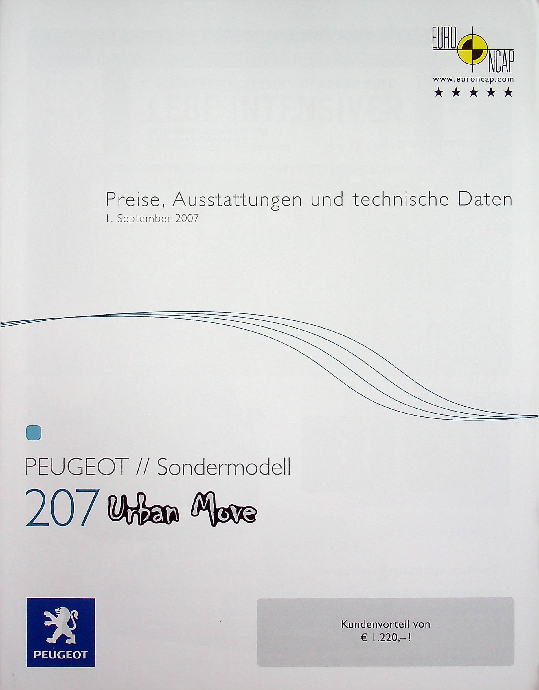 Peugeot 207 - Urban Move - Preisliste & Extras - Prospekt 09/2007