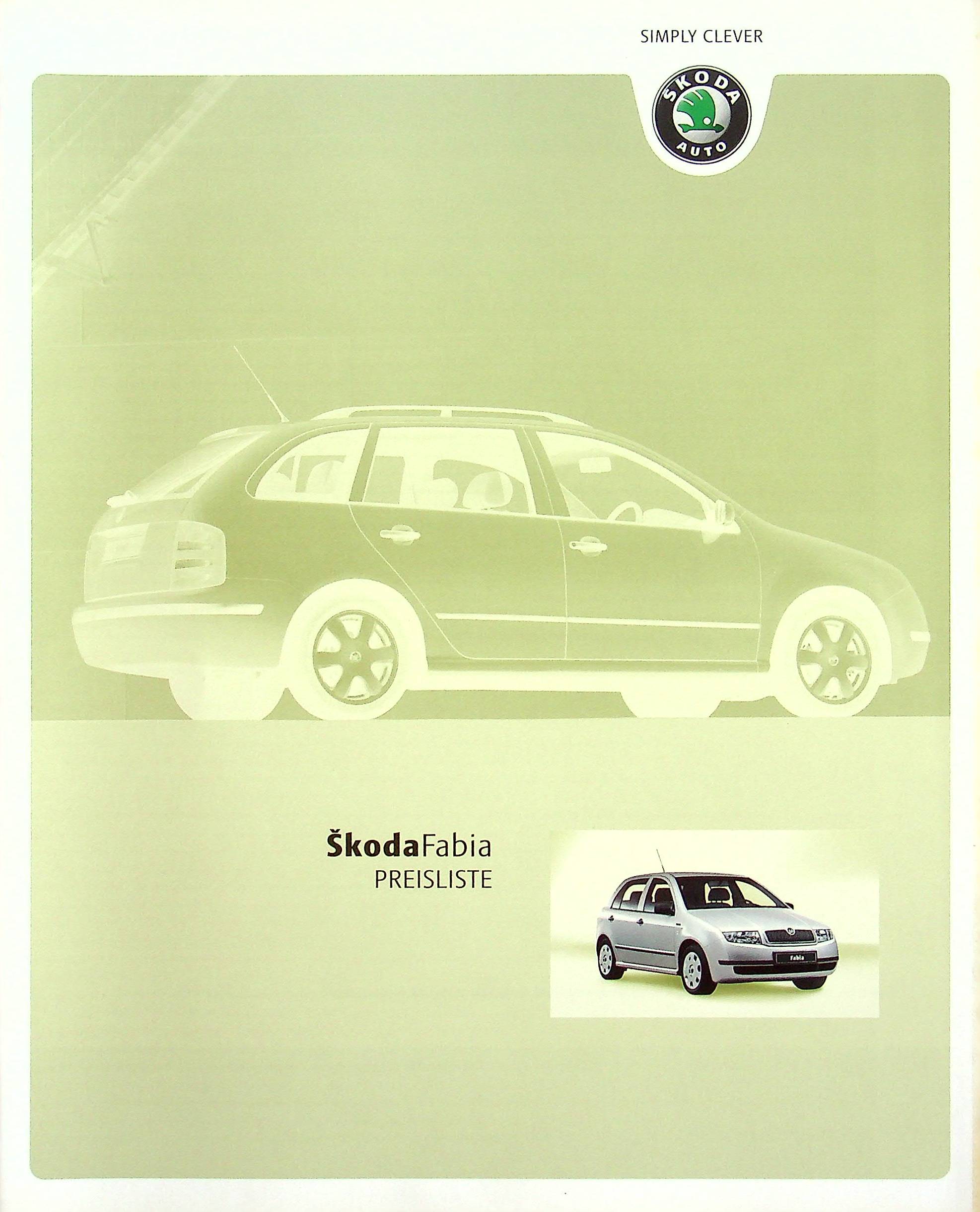 Skoda Fabia - Preisliste & Extras - Prospekt 01/2004