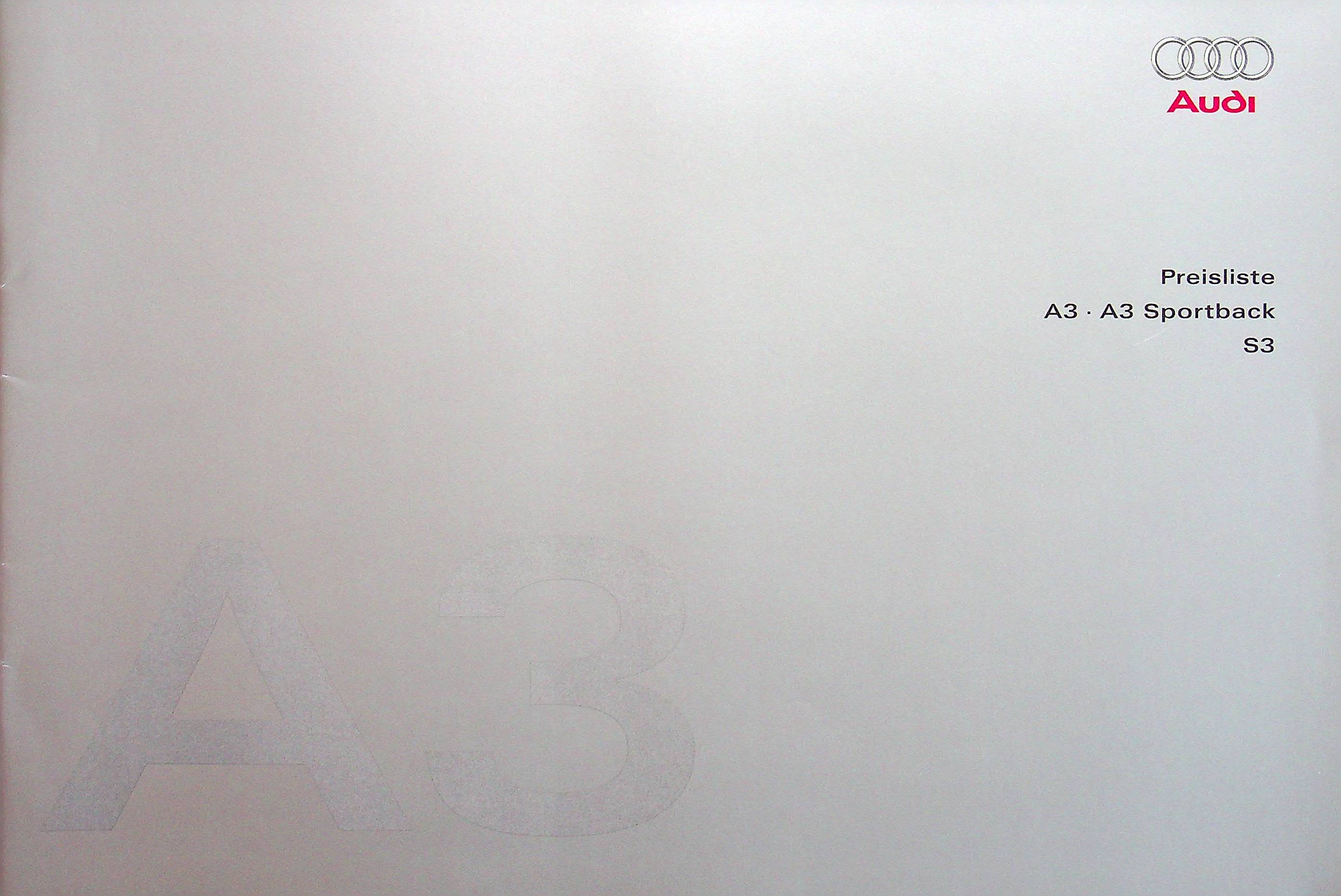 Audi A3 S3 Sportback - Preisliste & Extras - Prospekt 08/2007