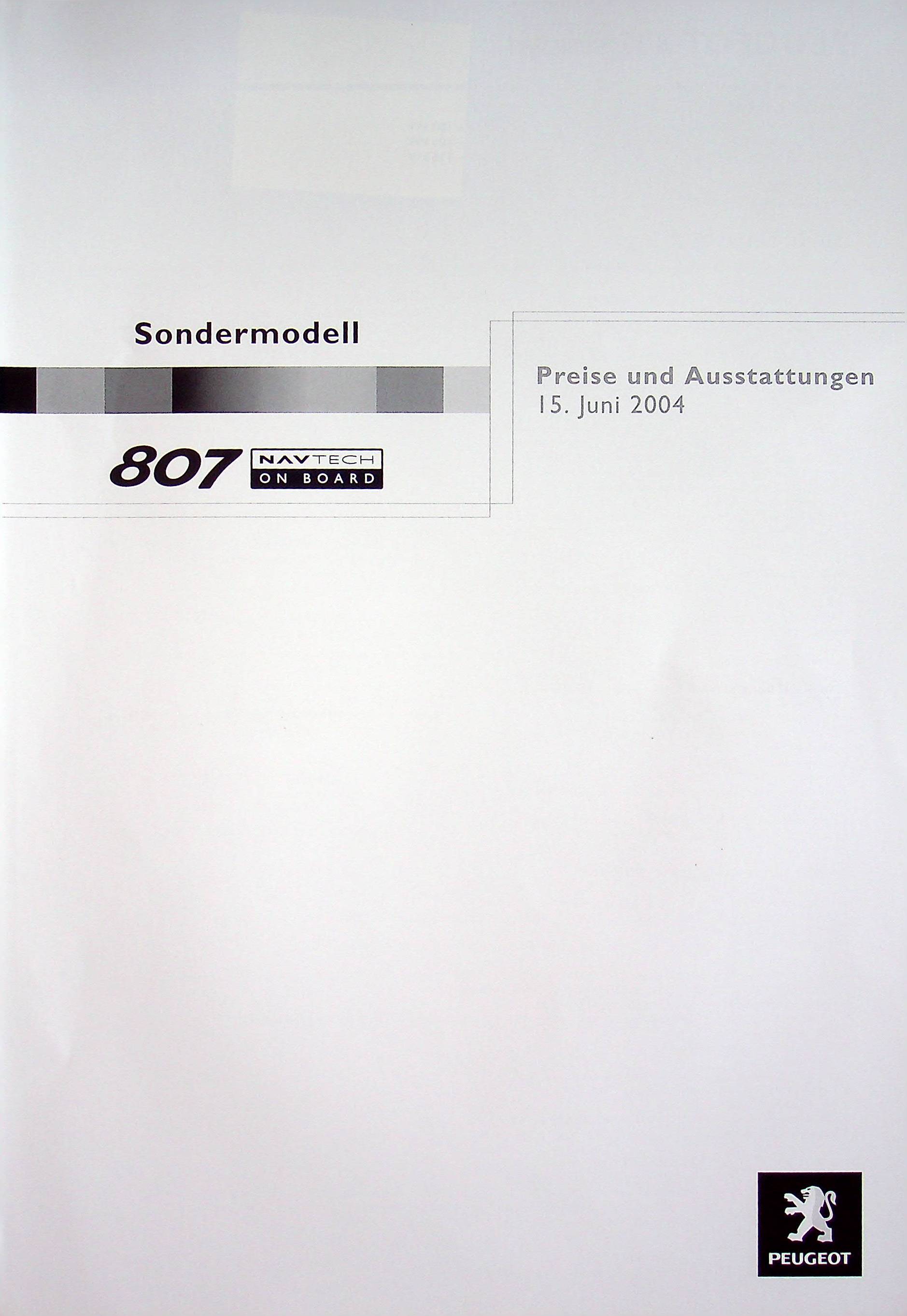 Peugeot 807 - Navtech - Preisliste & Extras - Prospekt 06/2004