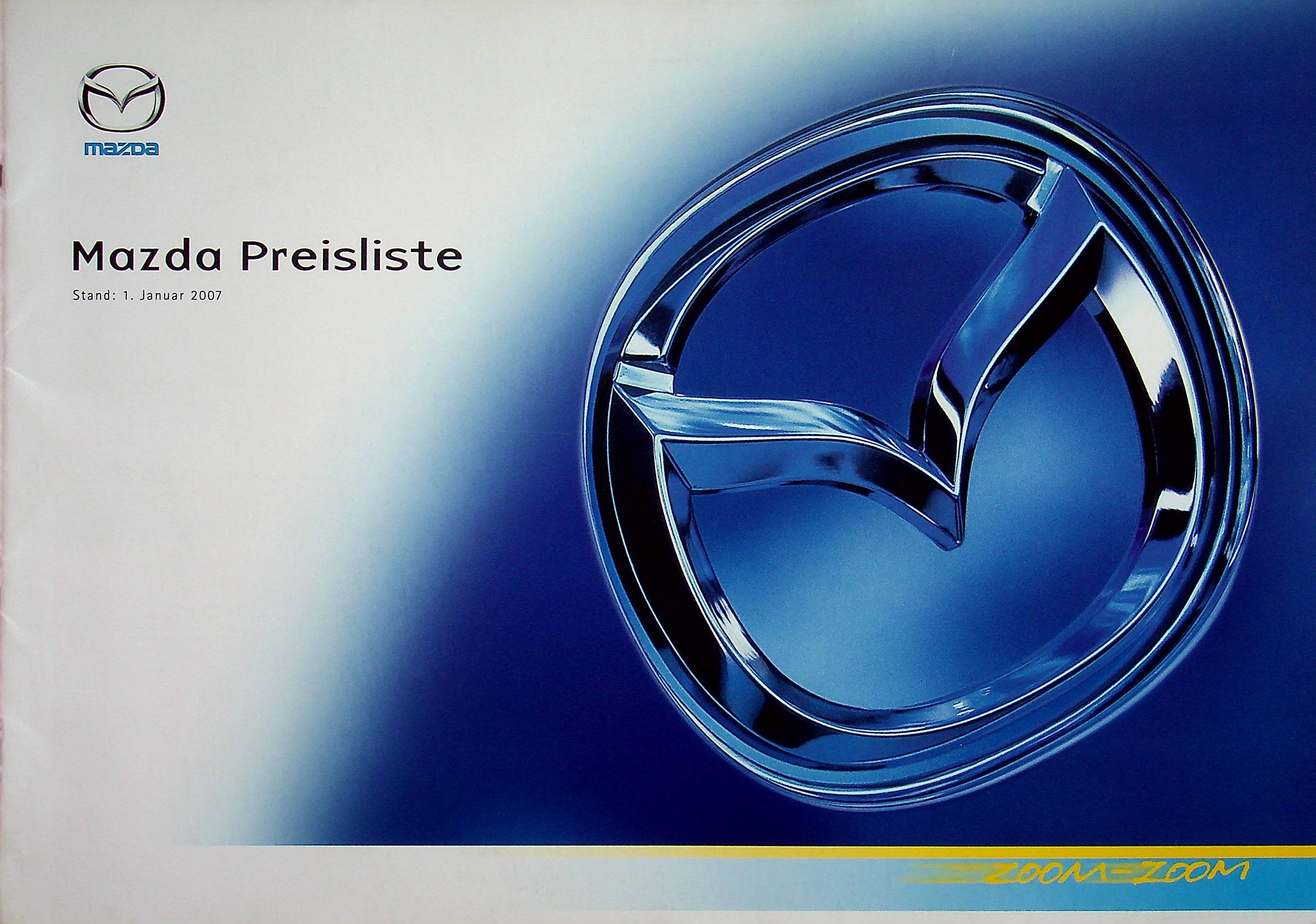 Mazda 2 3 5 6 MX-5 RX-8 - Preisliste & Extras - Prospekt 01/2007