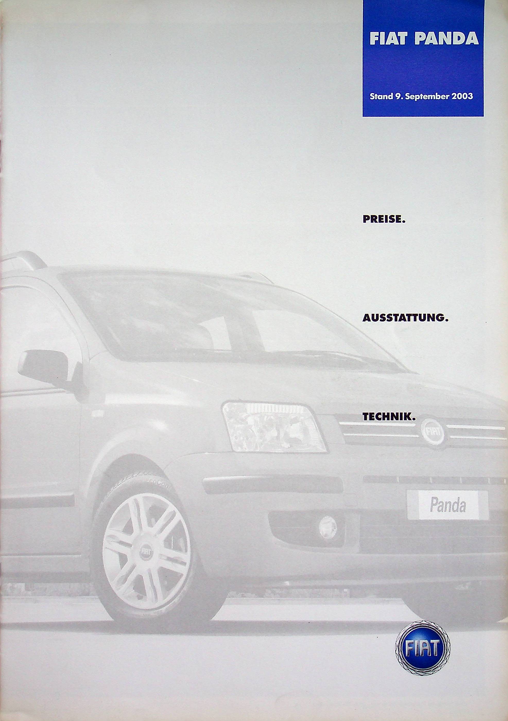 Fiat Panda - Preisliste & Extras - Prospekt 09/2003