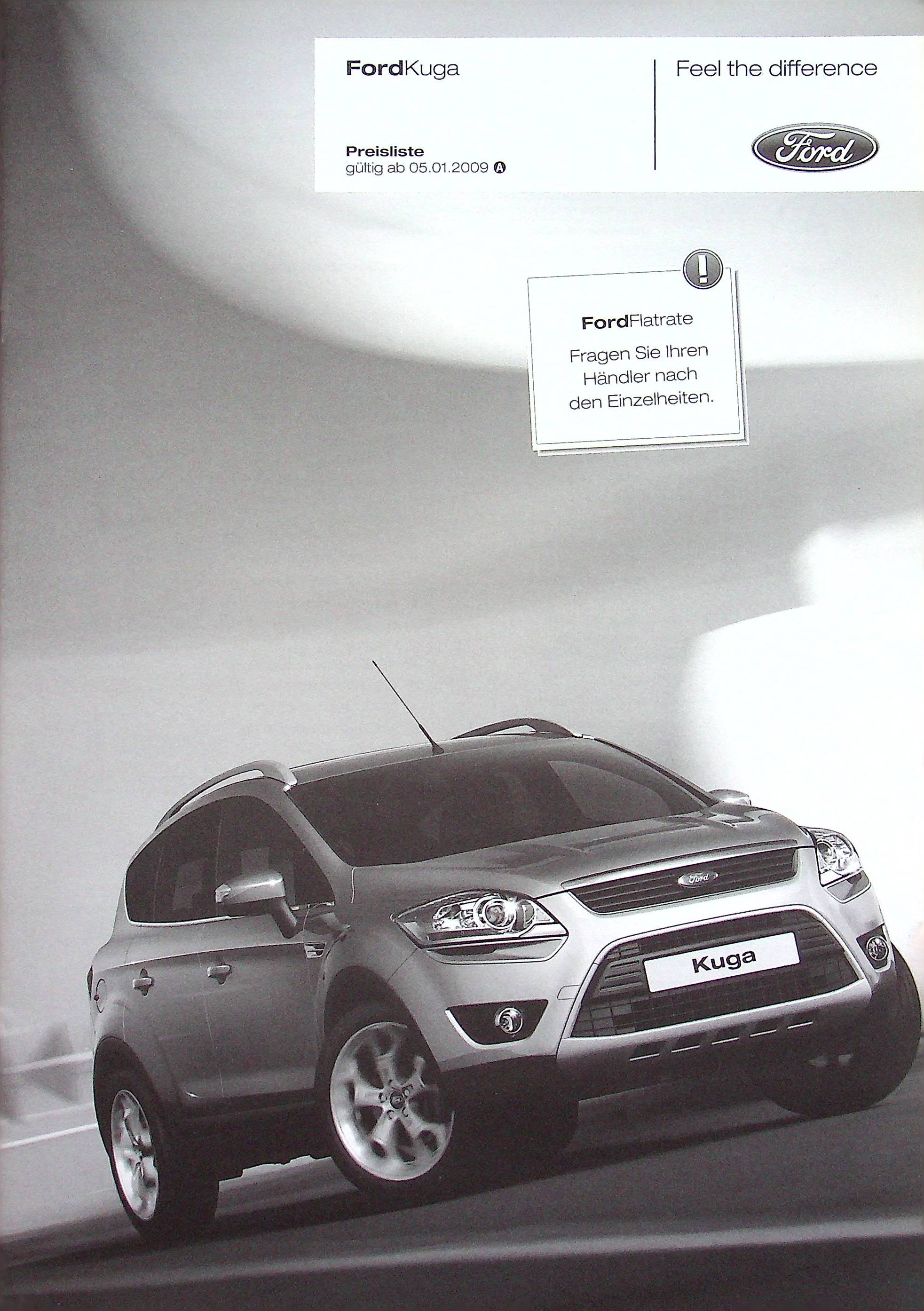 Ford Kuga - Preisliste & Extras - Prospekt 01/2009