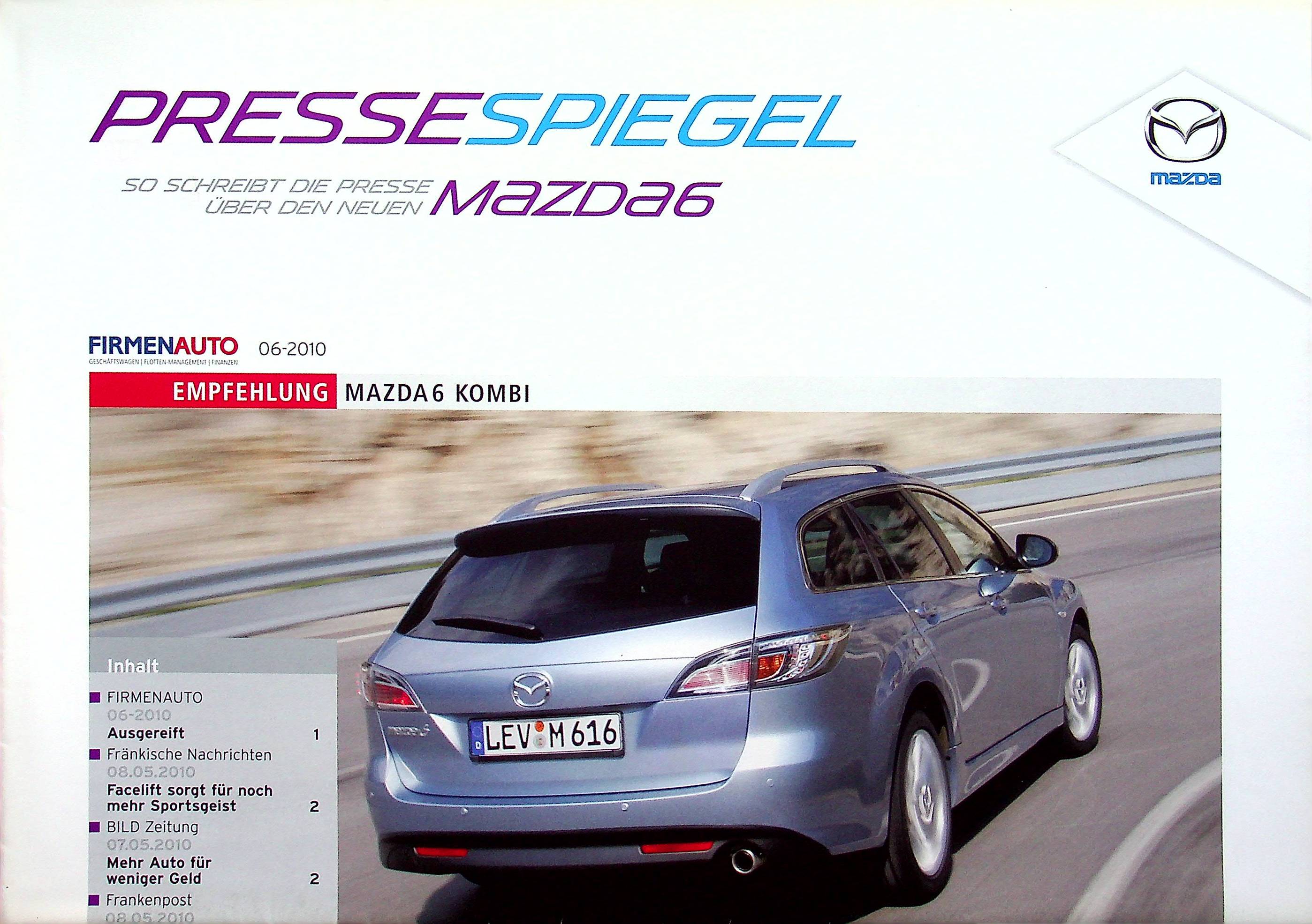 Mazda 6 Kombi - Pressestimmen - Prospekt 06/2010