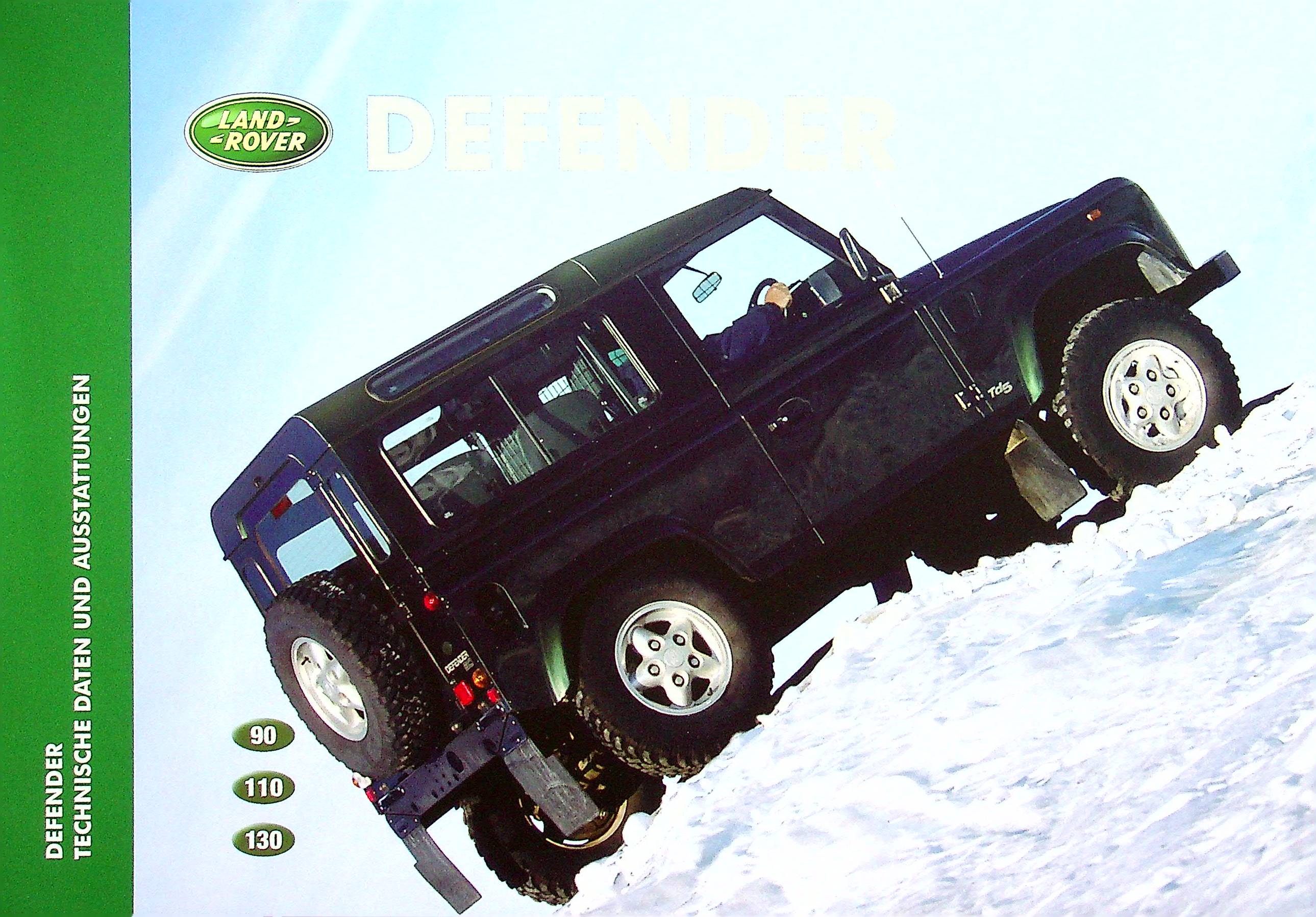 Land Rover Defender - technische Daten - Prospekt 1999