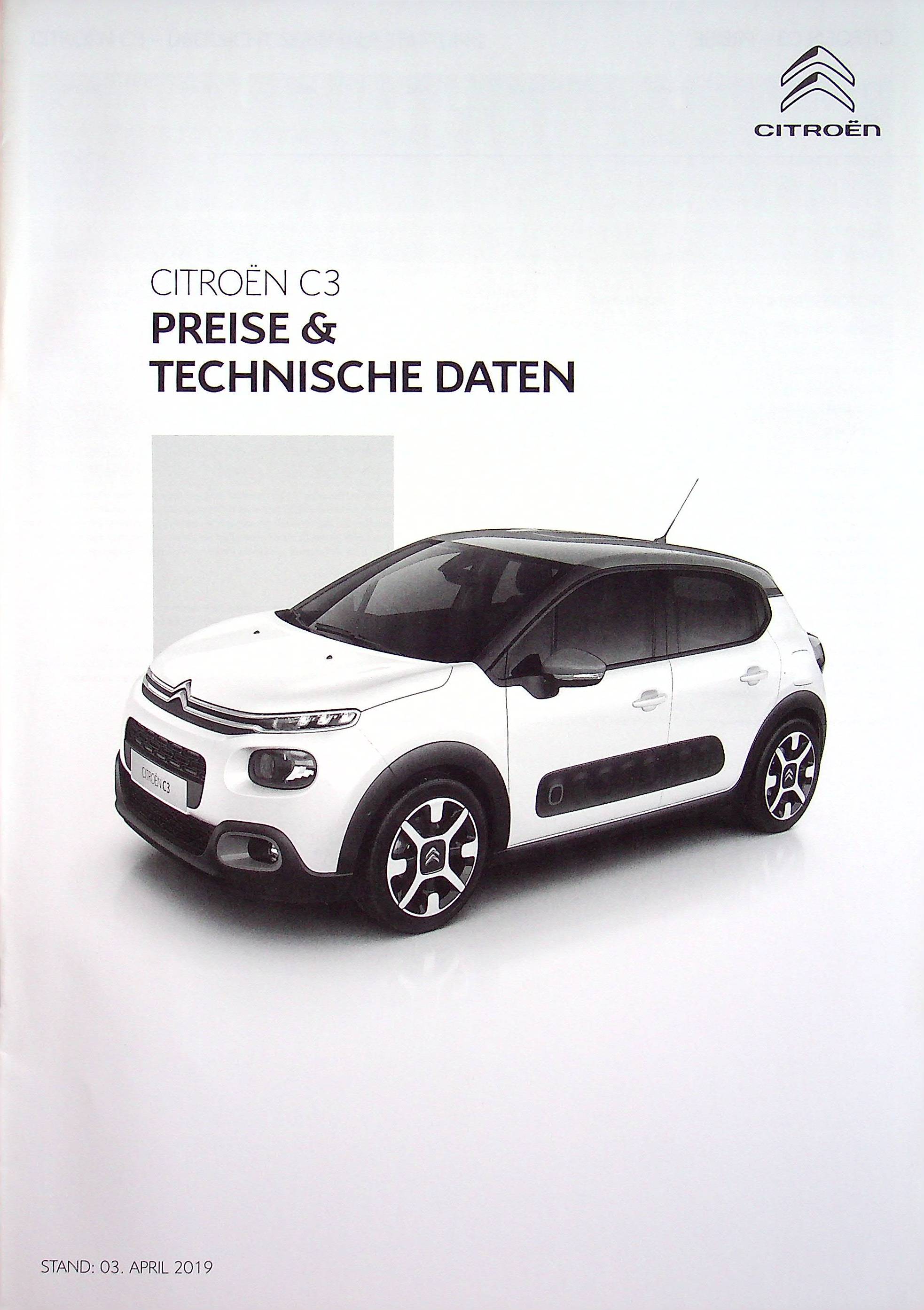 Citroen C3 - Preisliste & Extras - Prospekt 04/2019