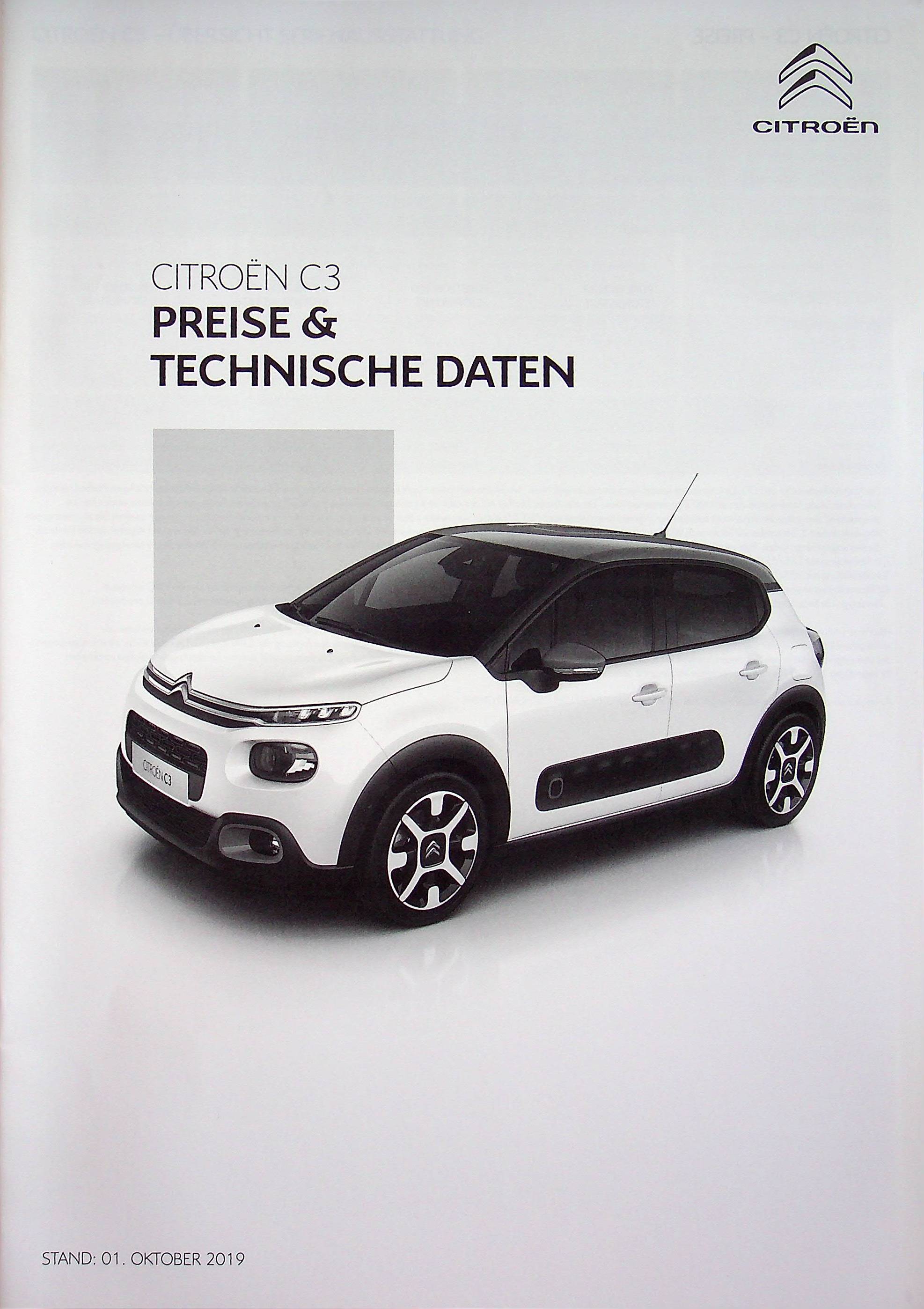 Citroen C3 - Preisliste & Extras - Prospekt 10/2019