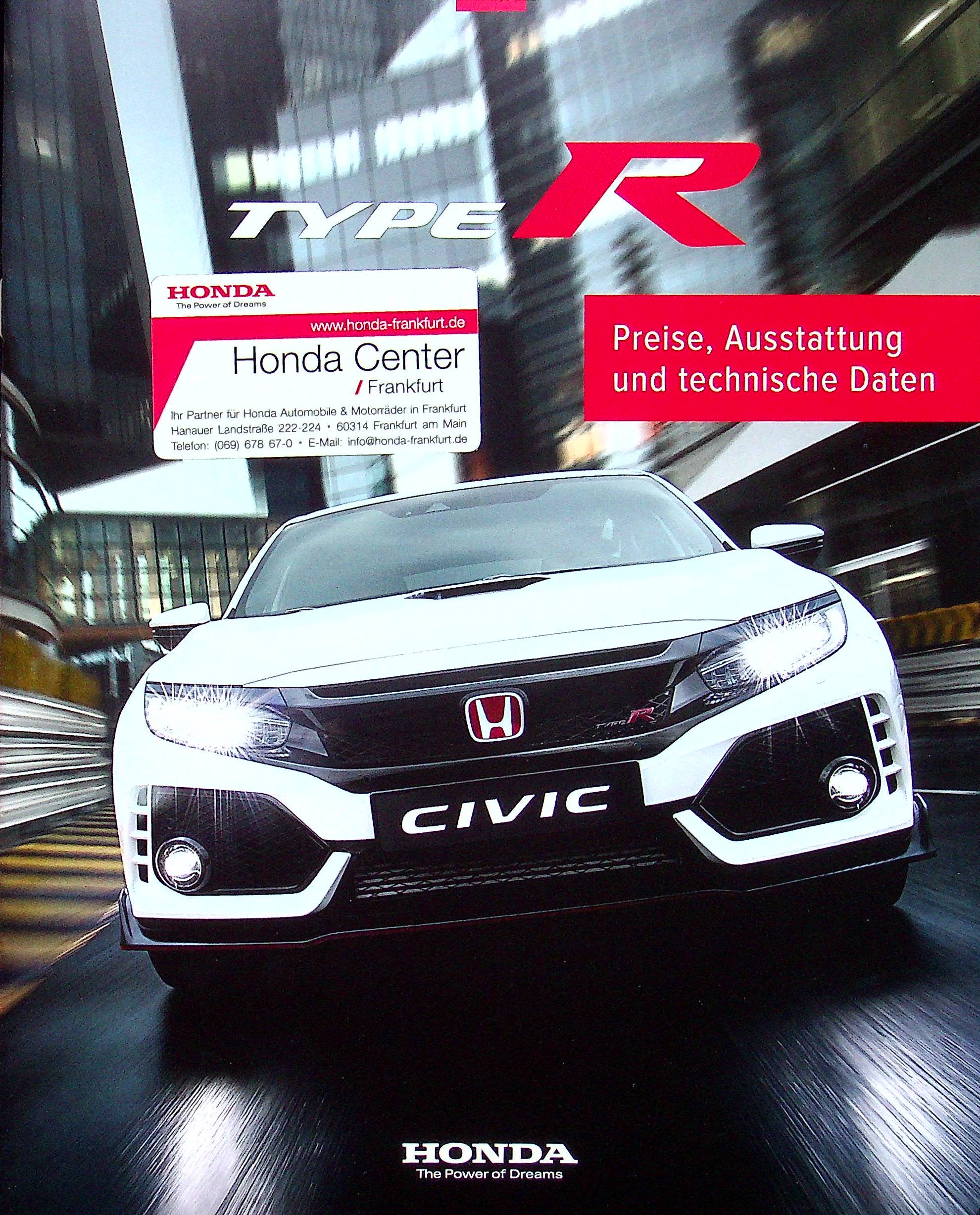 Honda Civic Type R - Preisliste & Extras - Prospekt 04/2019