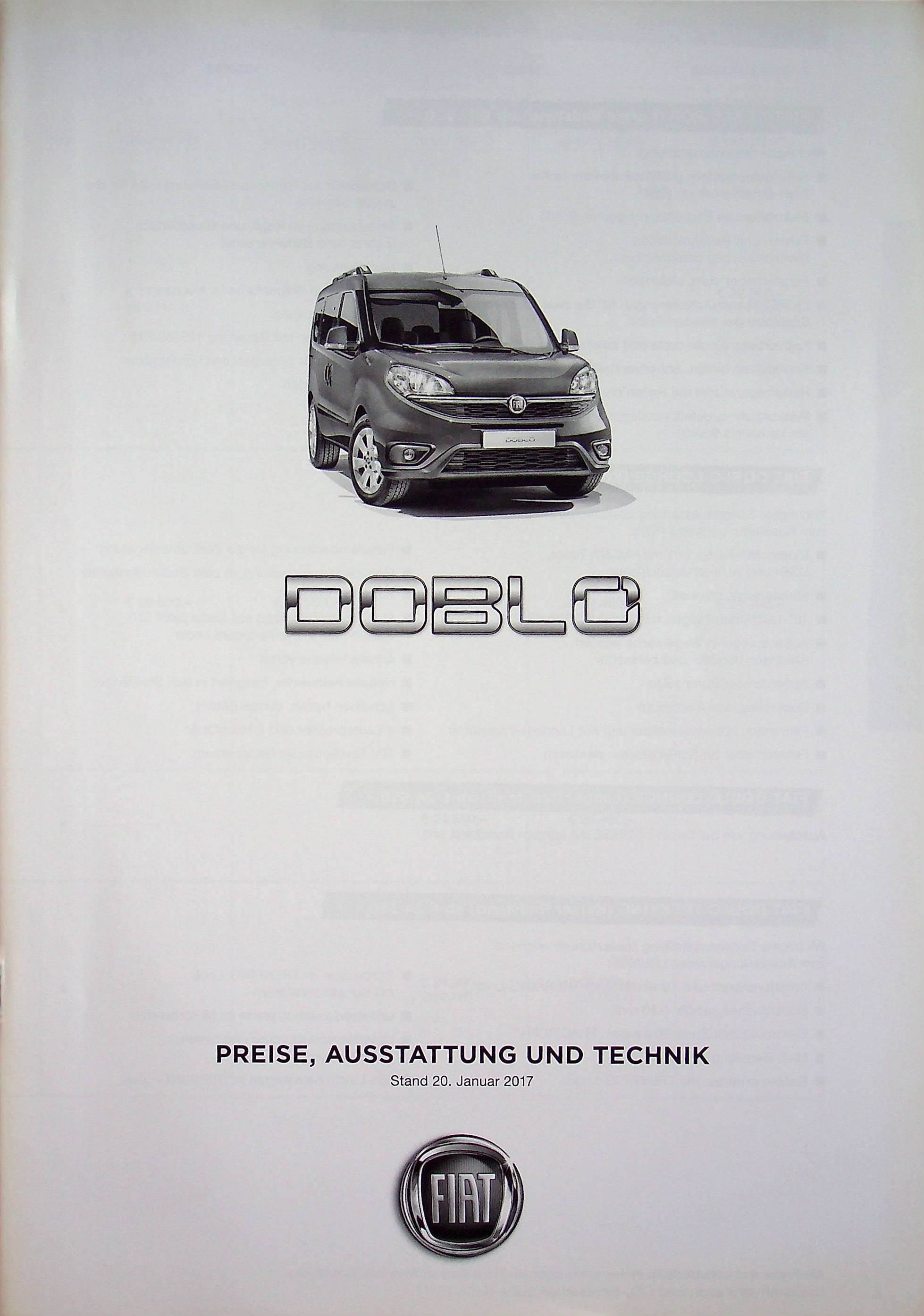 Fiat Doblo - Preisliste & Extras - Prospekt 01/2017